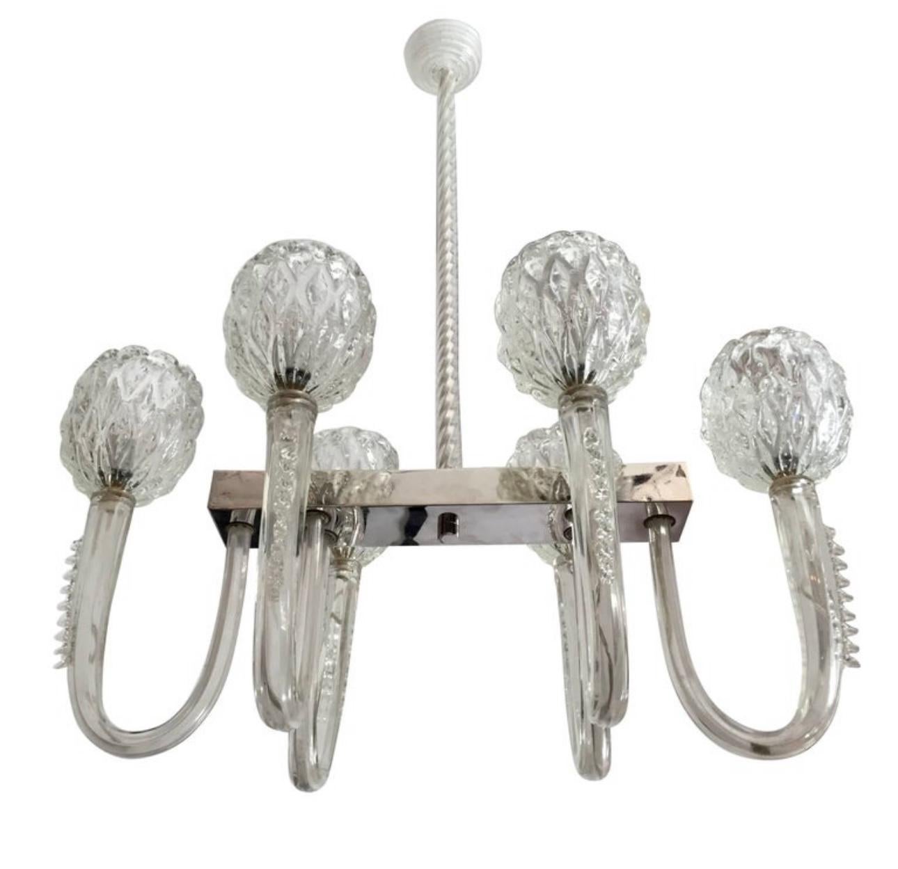 Lampadario Grand Barovier 1940s Moderne in vetro di Murano in vendita 3
