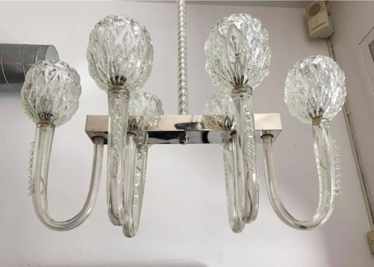 Italiano Lampadario Grand Barovier 1940s Moderne in vetro di Murano in vendita
