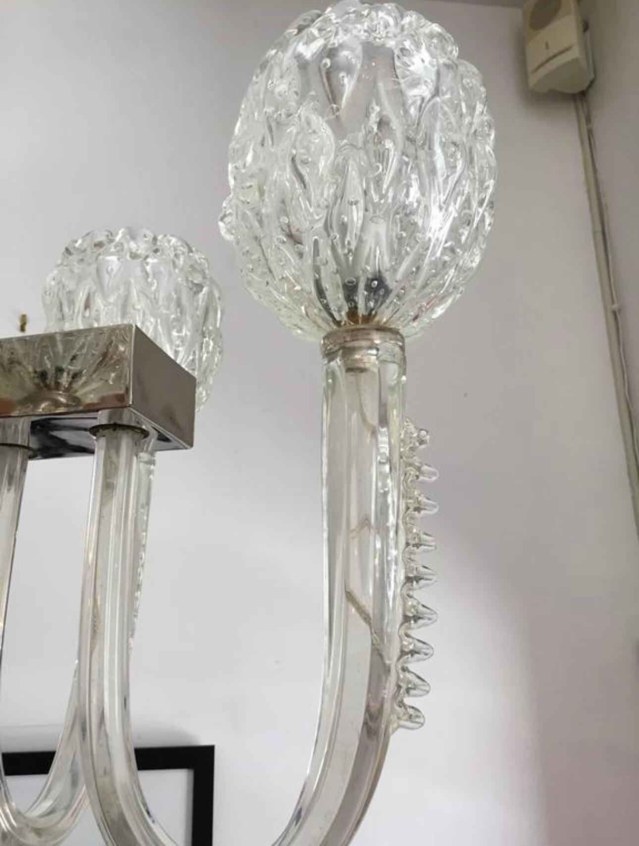 Lampadario Grand Barovier 1940s Moderne in vetro di Murano in vendita 1