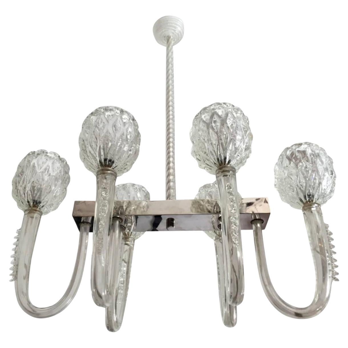 Lampadario Grand Barovier 1940s Moderne in vetro di Murano in vendita