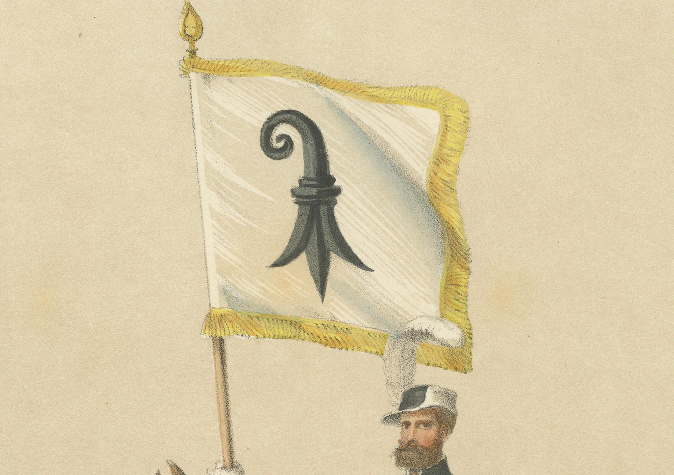 Grosser Basler Umzug - Peter Rot und das stolze Banner der Stadt, 1855 (Mittleres 19. Jahrhundert) im Angebot