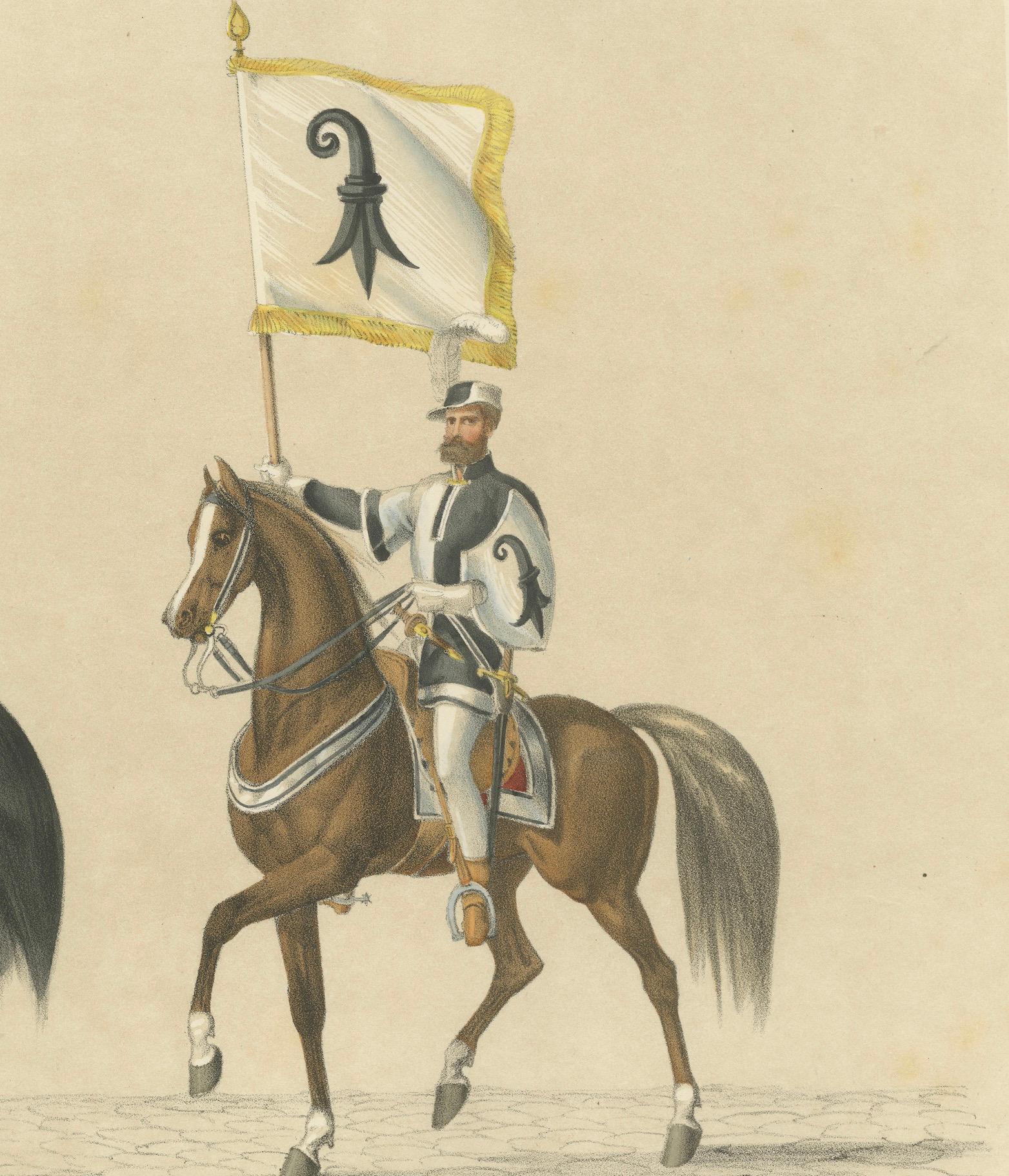 Grosser Basler Umzug - Peter Rot und das stolze Banner der Stadt, 1855 (Papier) im Angebot