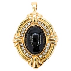 Grand Black Onyx 
Diamond Pendant in Yellow Gold