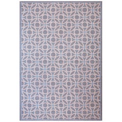 Grand Blue-Orange Circles-Geometric Pattern Needlepoint Flat Weave Rug