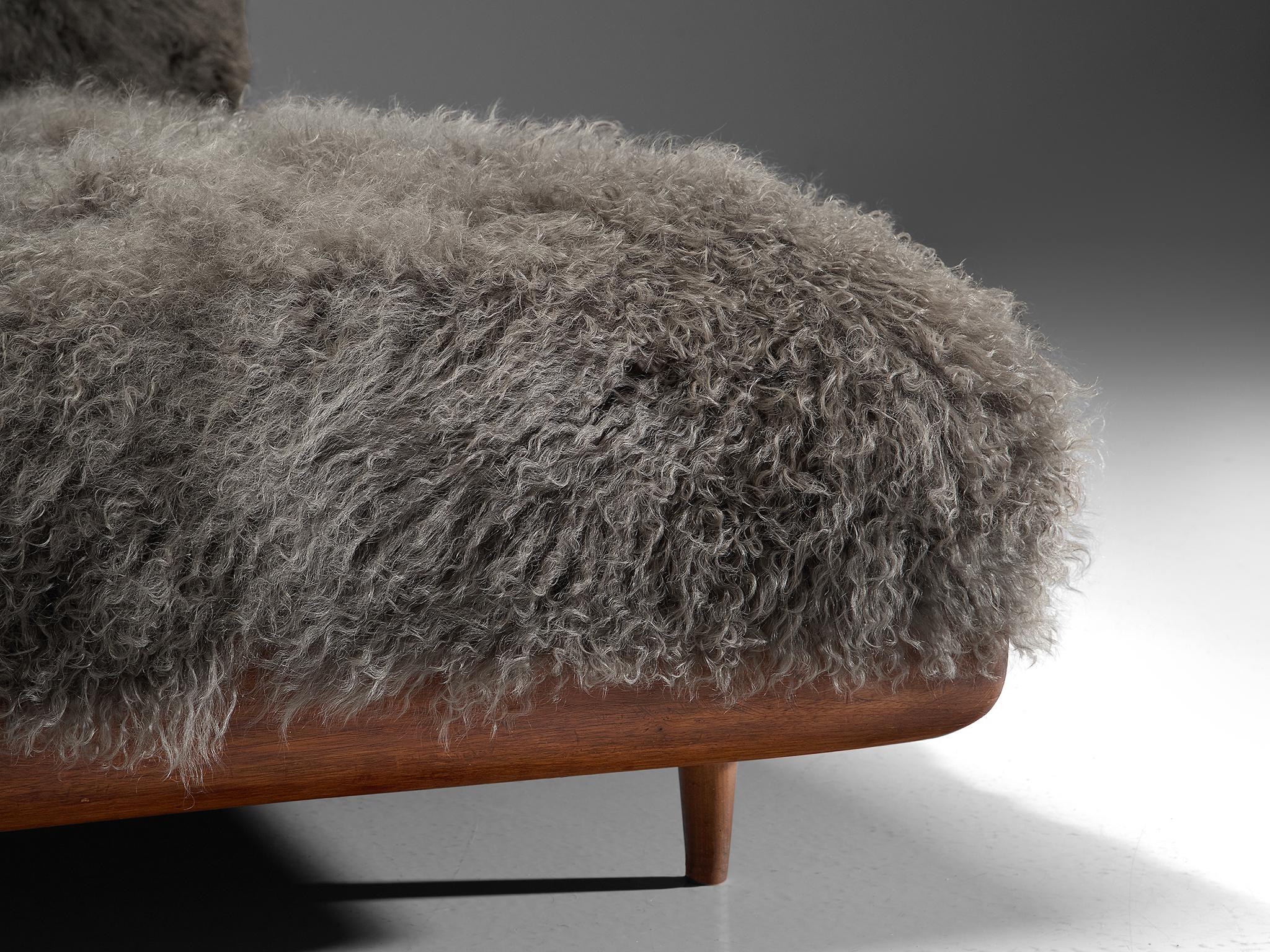 Adrian Pearsall Grand Boomerang Sofa Reupholstered in Luxurious Tibetan Wool 3