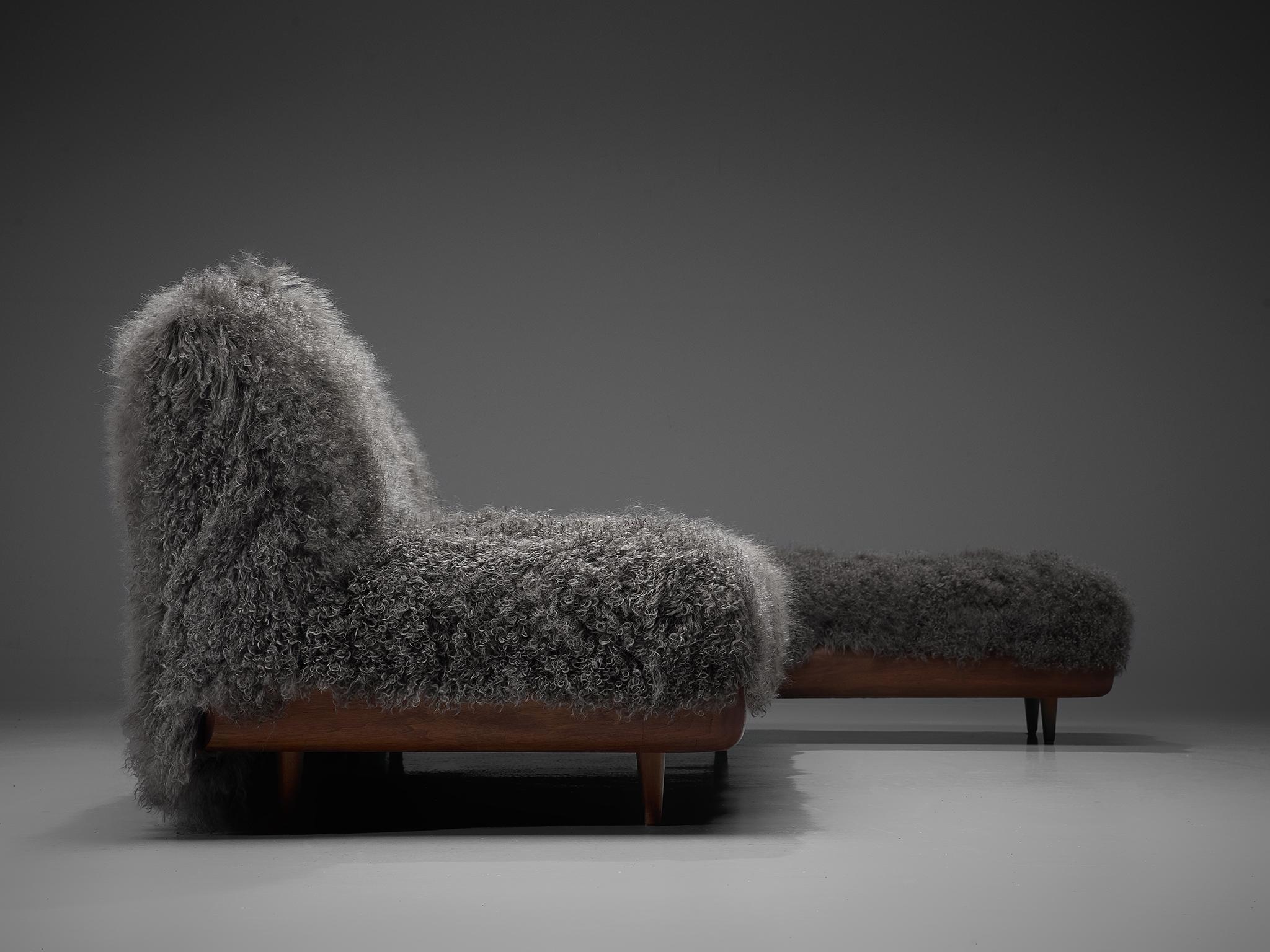 Adrian Pearsall Grand Boomerang Sofa Reupholstered in Luxurious Tibetan Wool 5
