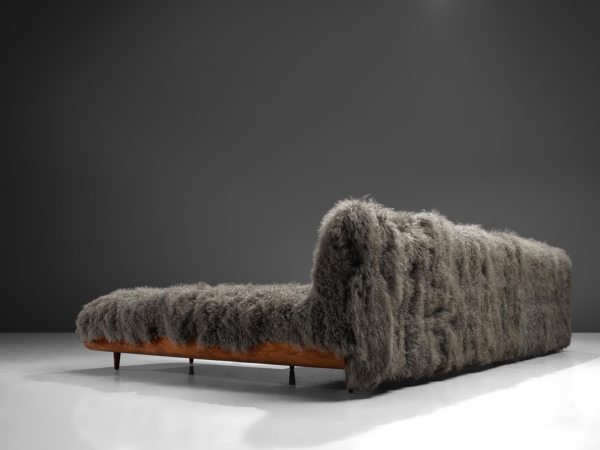Mid-20th Century Adrian Pearsall Grand Boomerang Sofa Reupholstered in Luxurious Tibetan Wool