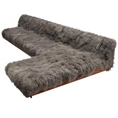 Grand Boomerang Sofa Upholstered in Luxurious Fur Upholstery