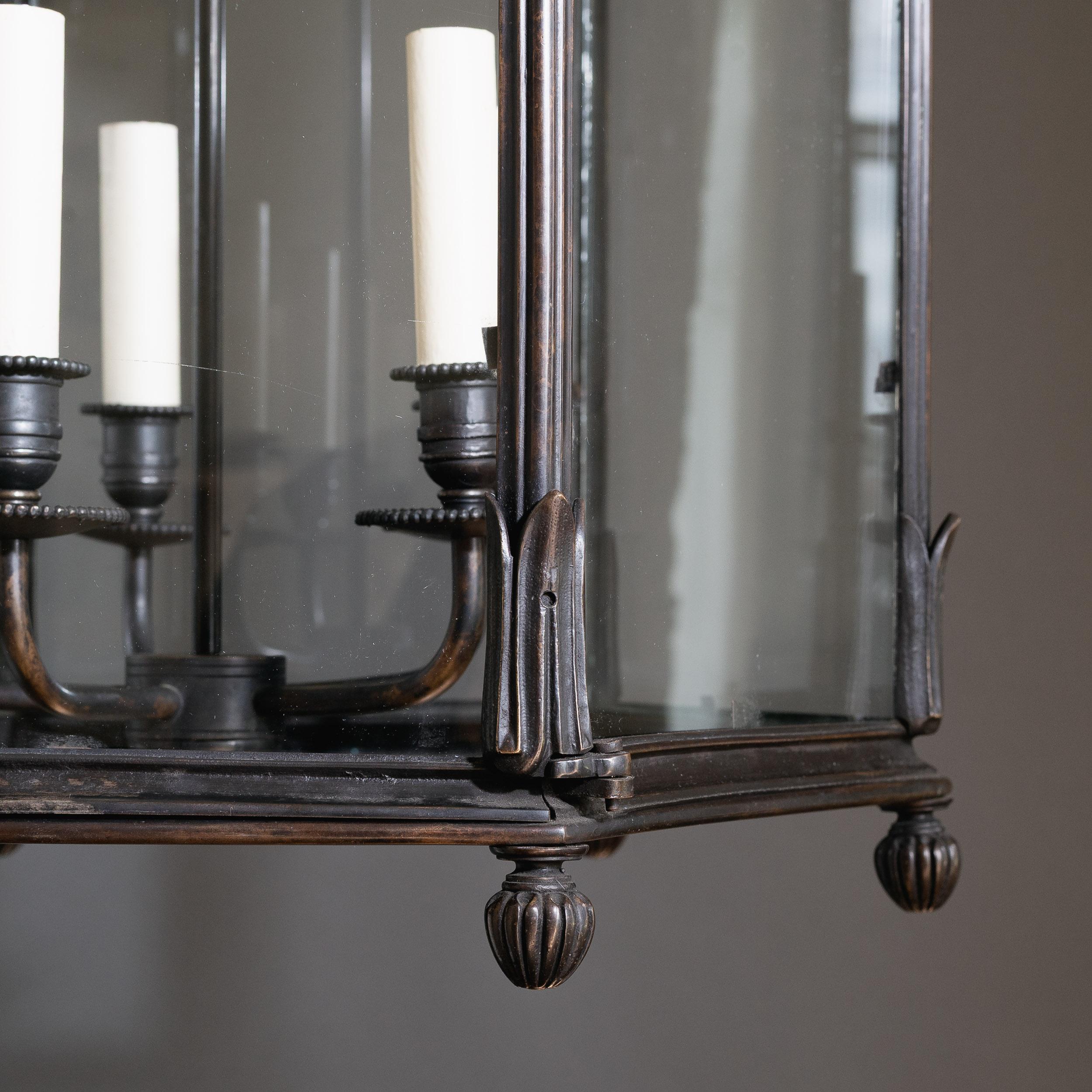 Grand Bronzed Regency Style Hallway Lantern For Sale 4