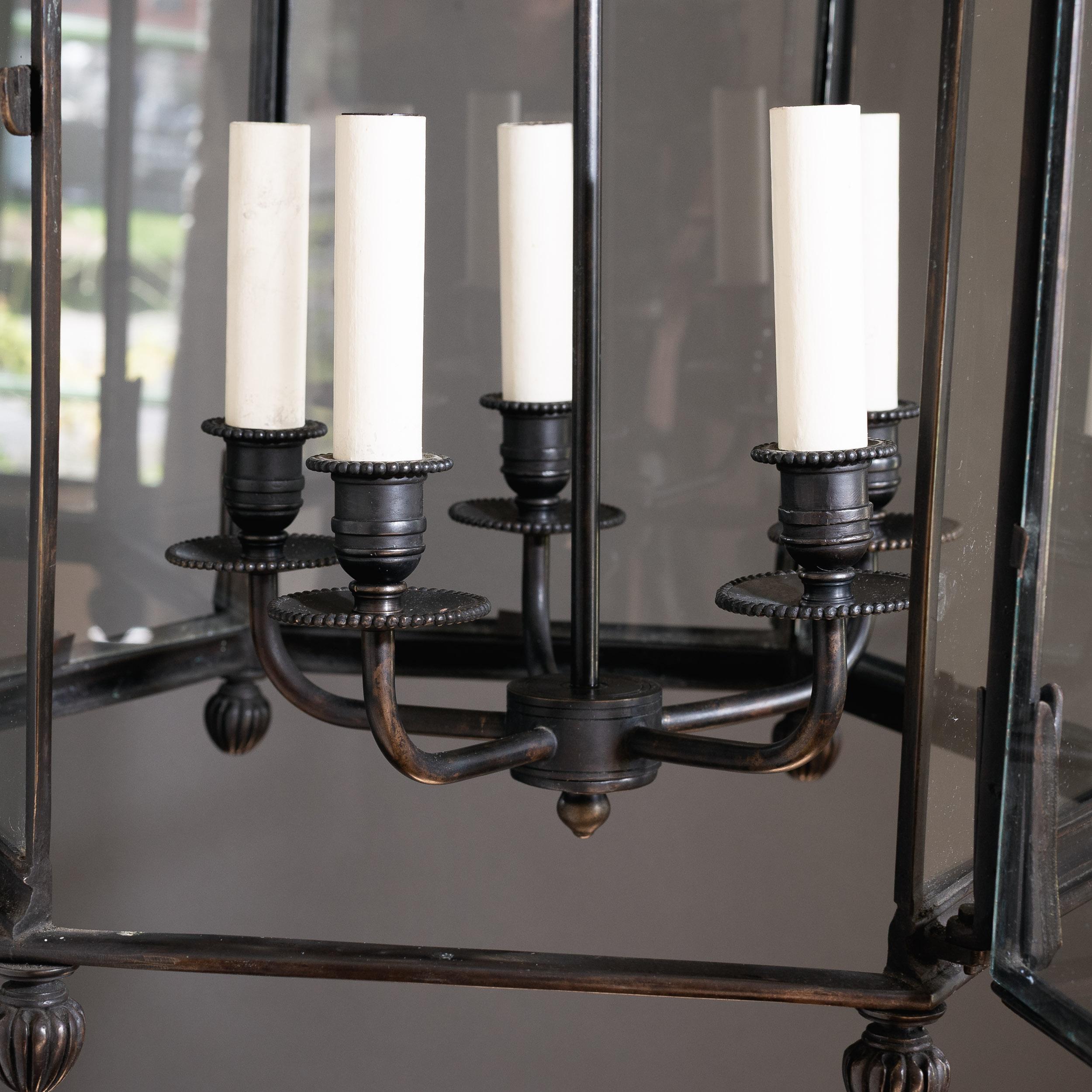 European Grand Bronzed Regency Style Hallway Lantern For Sale