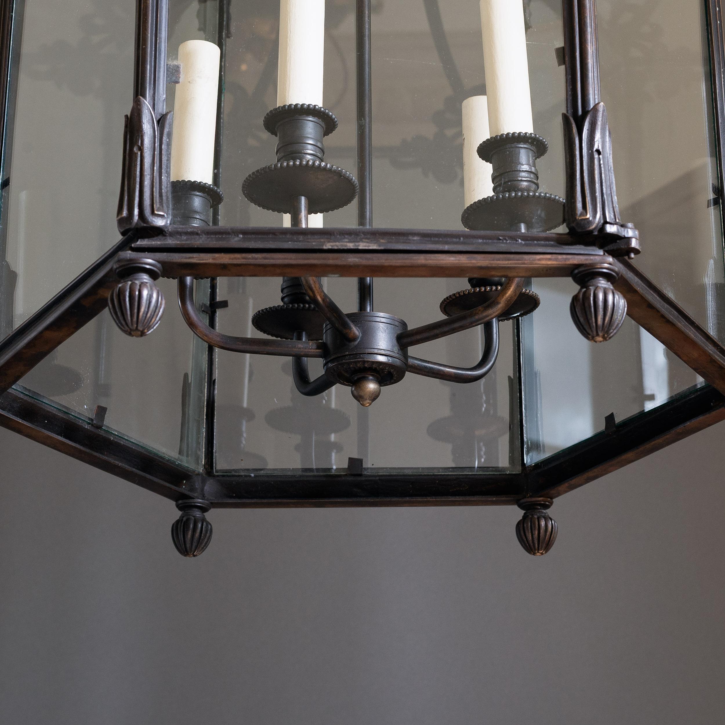 Grand Bronzed Regency Style Hallway Lantern For Sale 3