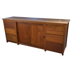 Grand buffet en teck 6 tiroirs et 2 portes coulissantes