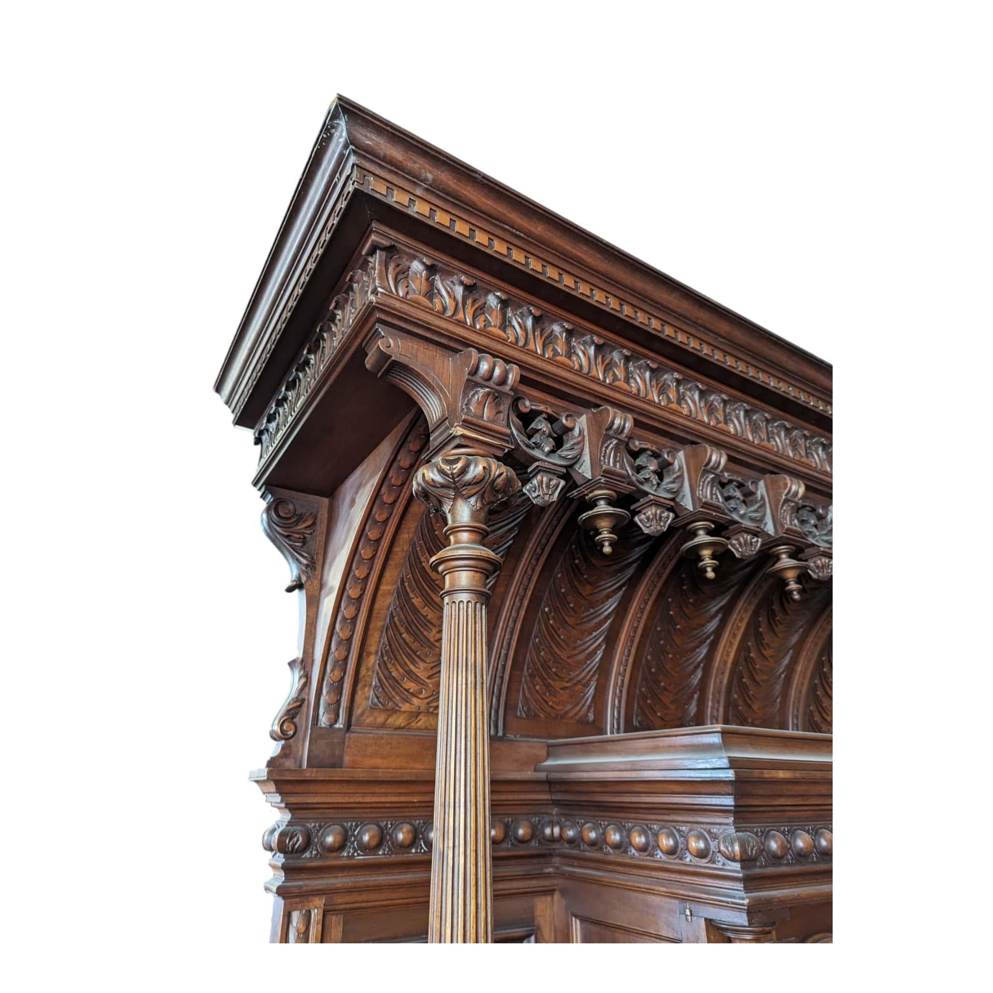 Coming from France. Explore the refinement and authenticity of the Renaissance era with this impressive walnut sideboard and server, made with exceptional craftsmanship in the famous Faubourg Saint Antoine.

This imposing piece of furniture