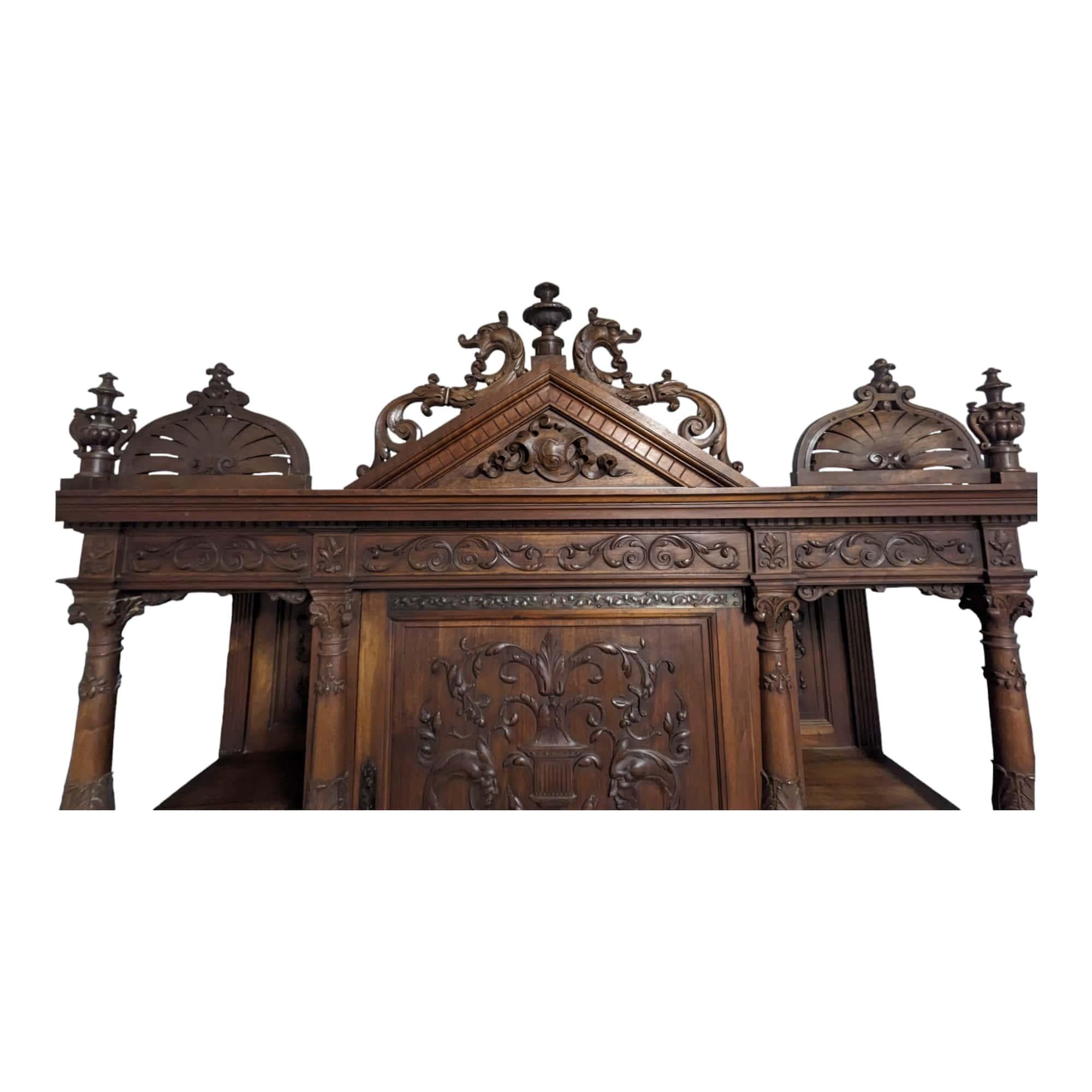 Late 19th Century French 19th Century Renaissance Style Walnut Buffet  For Sale