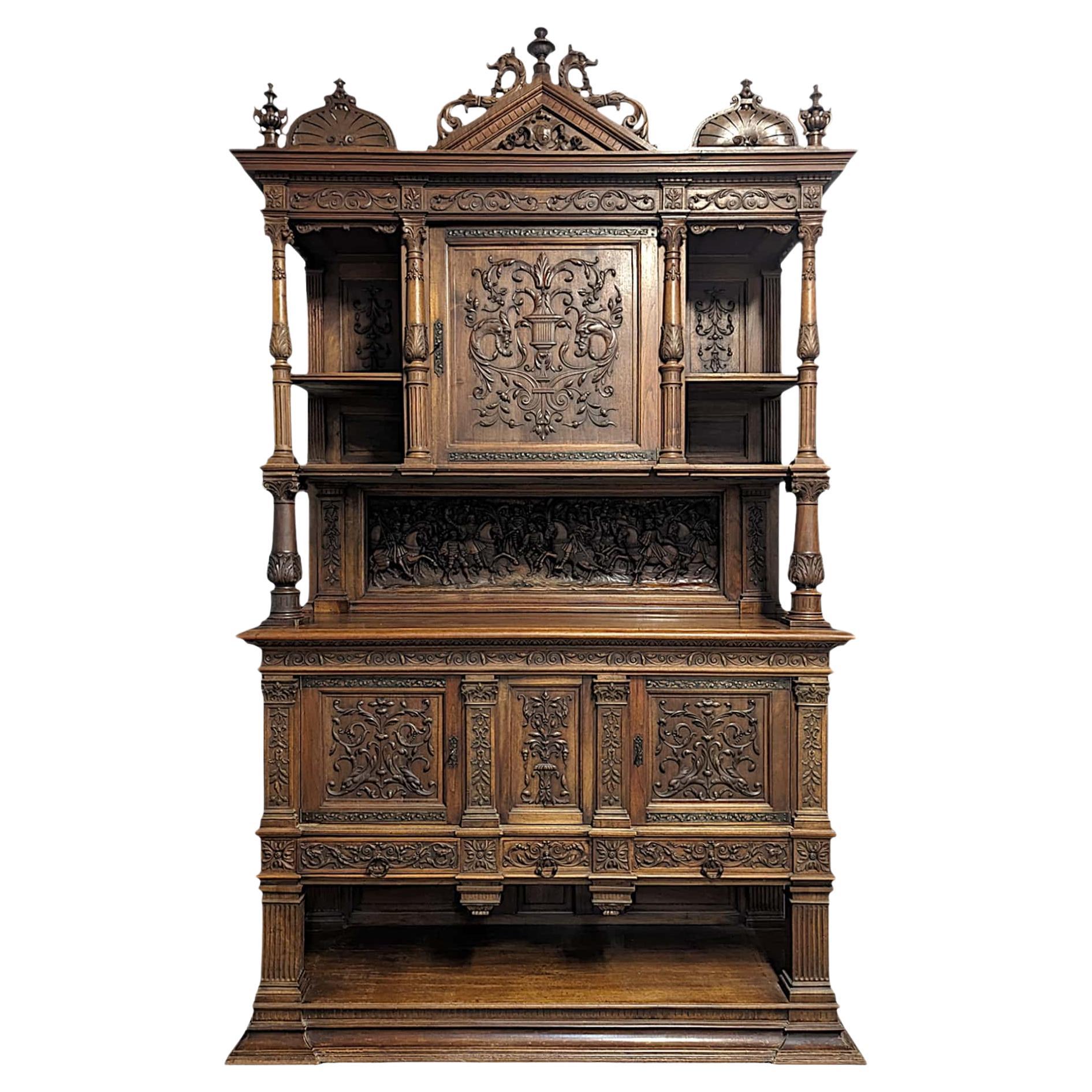 French 19th Century Renaissance Style Walnut Buffet  For Sale