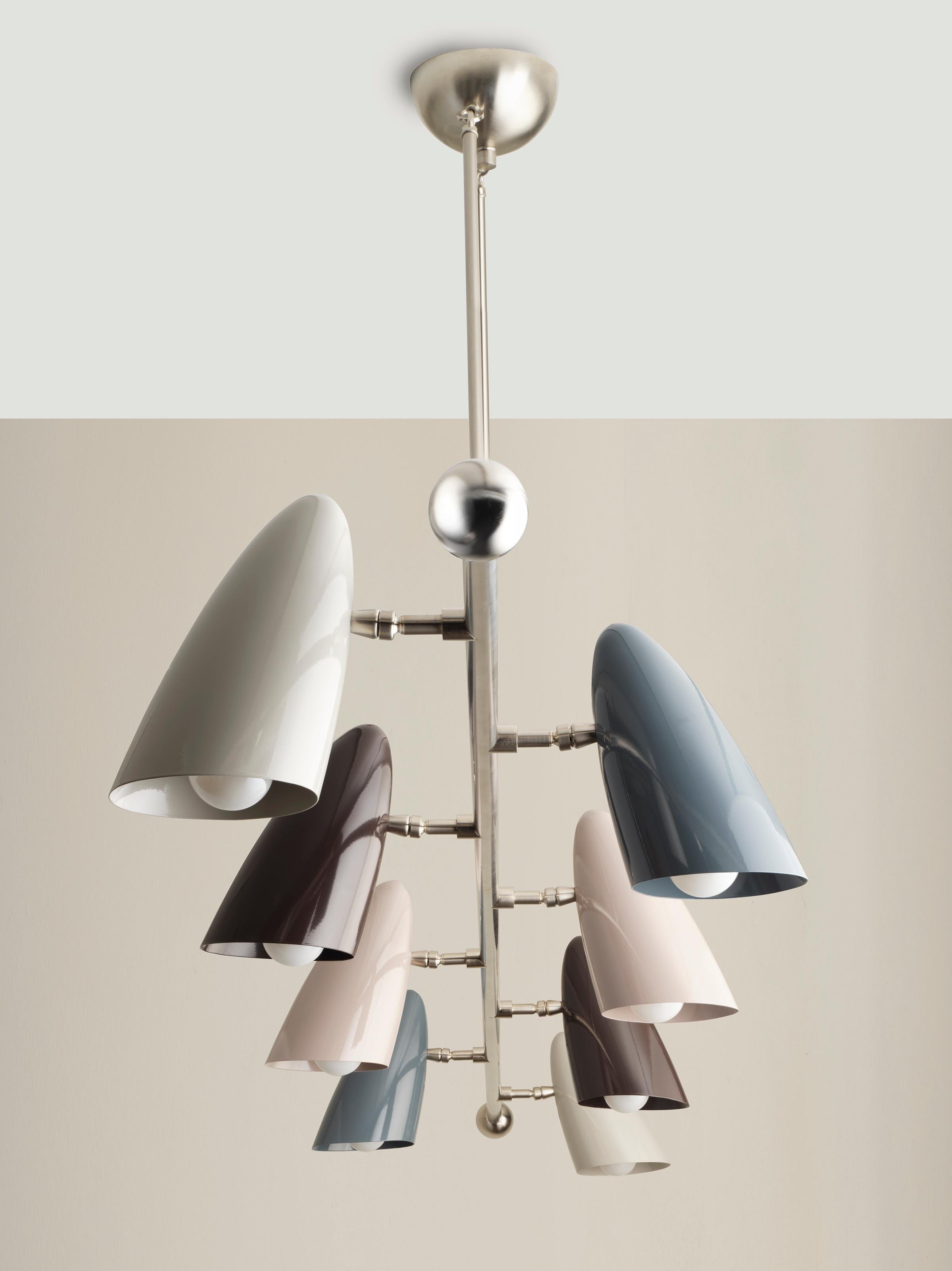 Contemporary Grand Calyx Chandelier in Enamel and Brushed Nickel by Blueprint Lighting