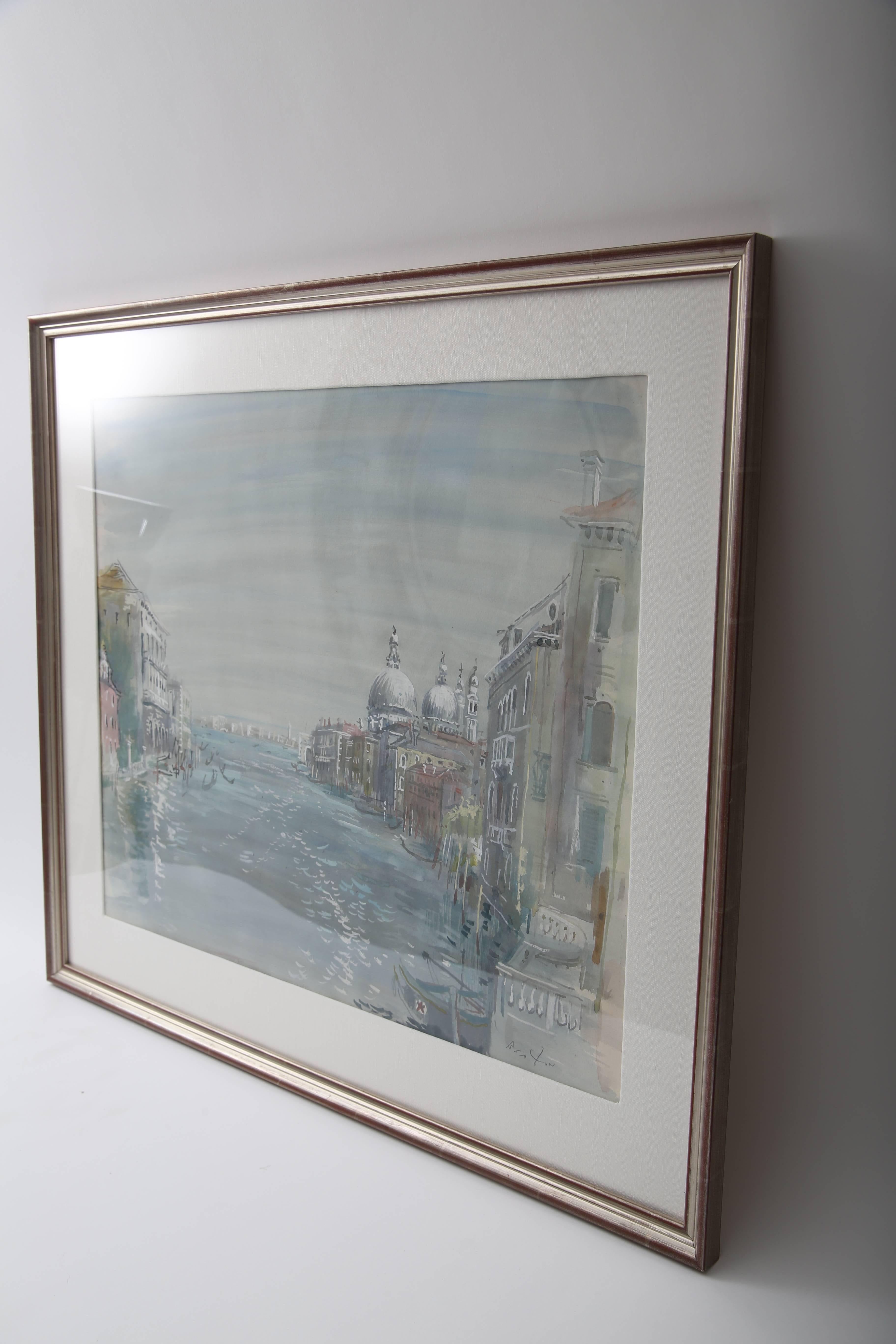 This stylish and beautiful watercolor of the Grand Canal of Venice was painted by Cecil Beaton and dates to the 1920s. The piece was acquired from a Palm Beach estate.

Note: Image dimensions are 18