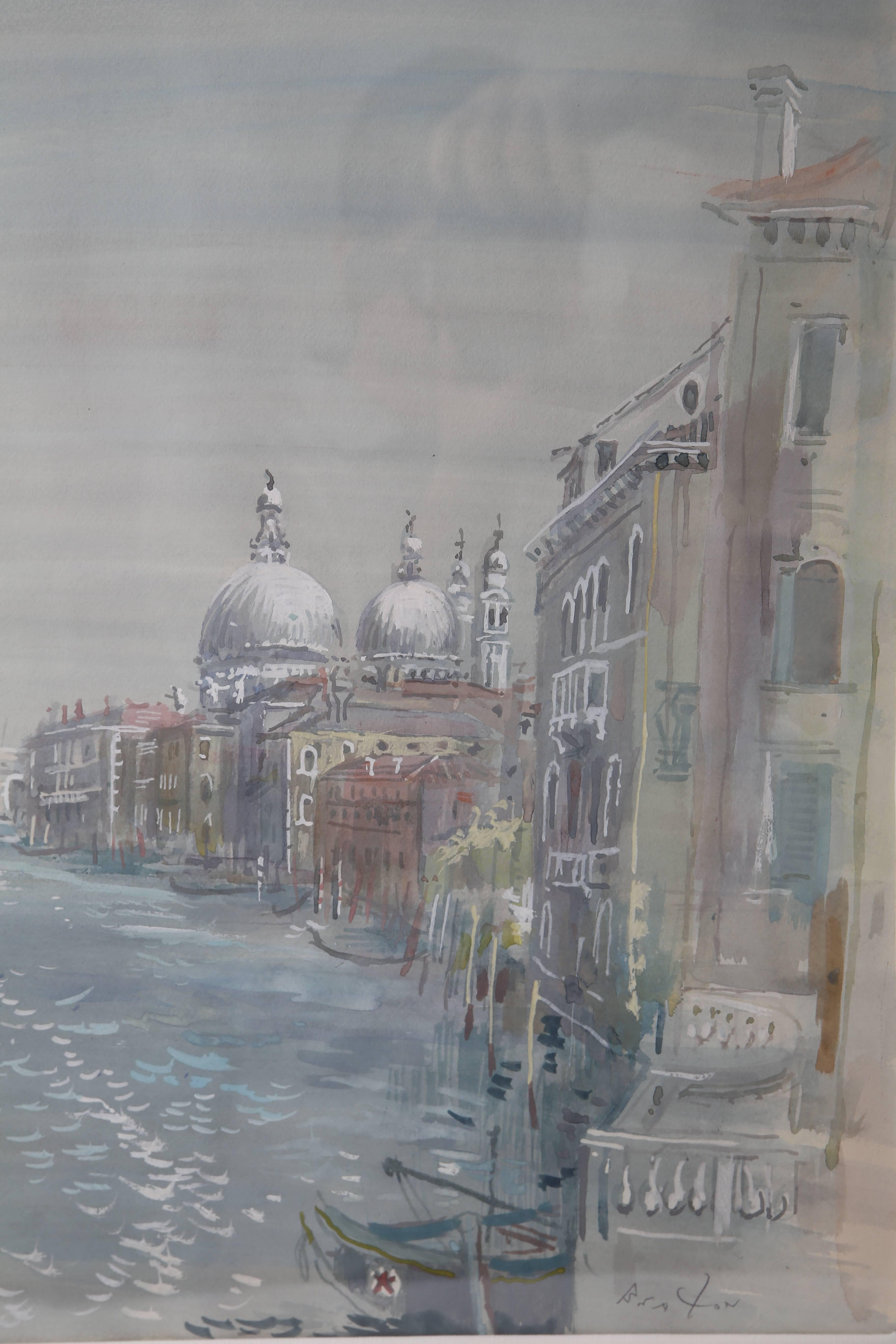 Romantic Grand Canal of Venice Watercolor For Sale