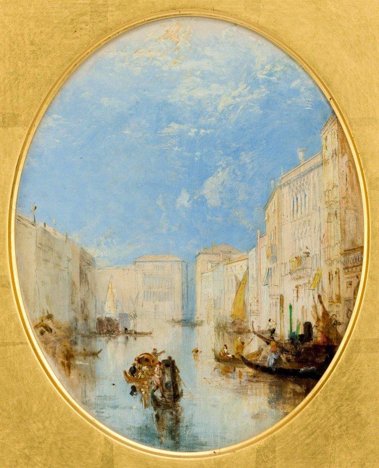 A framed oil on board by Thomas Creswick RA depicting the Grand Canal, Venice. Signed.

Thomas Creswick was born on 5th February 1811 a died on 28 December 1869 he was an English landscape painter and illustrator, born in Sheffield, son of Thomas