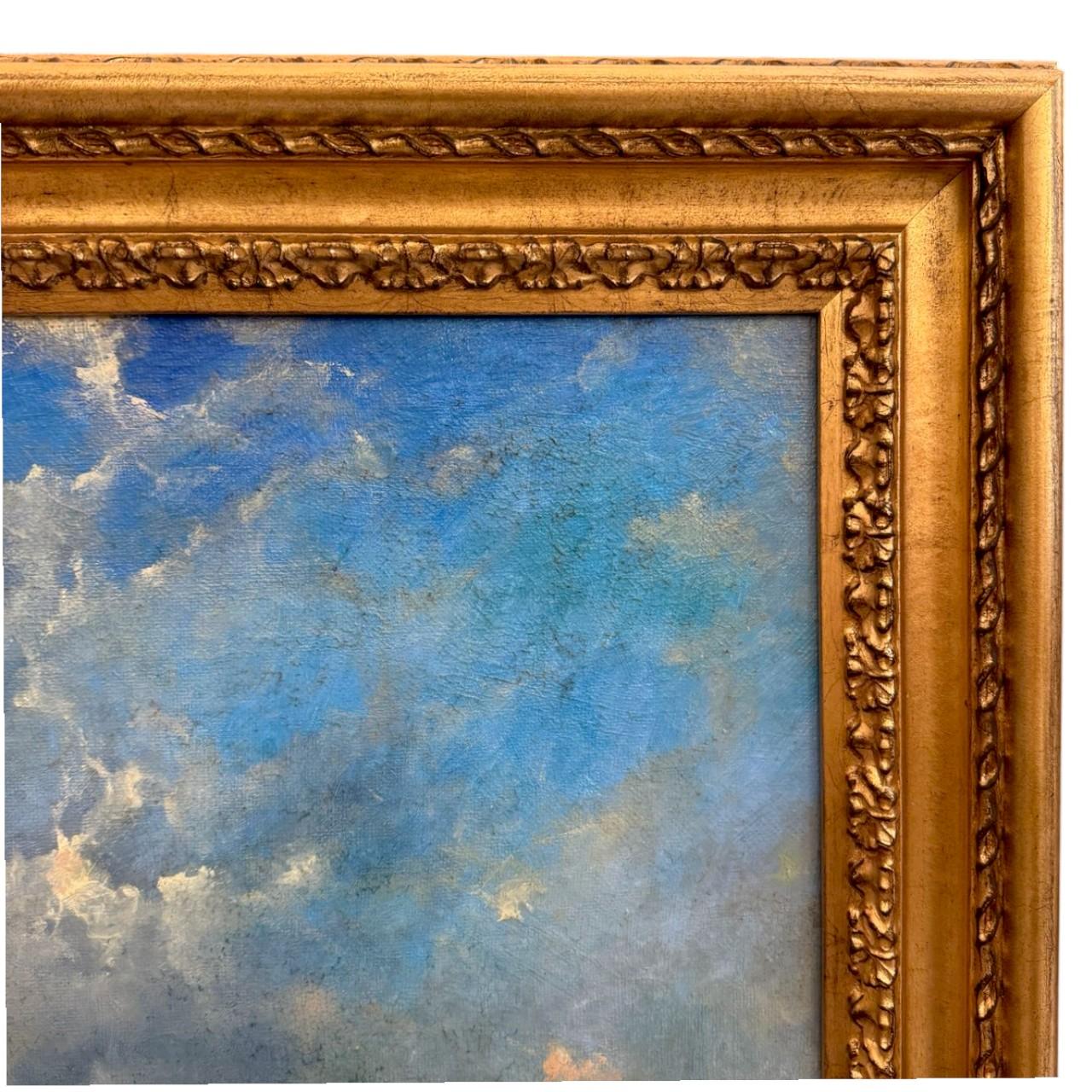Italian Grand Canal Venice Oil Painting in Ornate Giltwood Frame, 19th Century For Sale