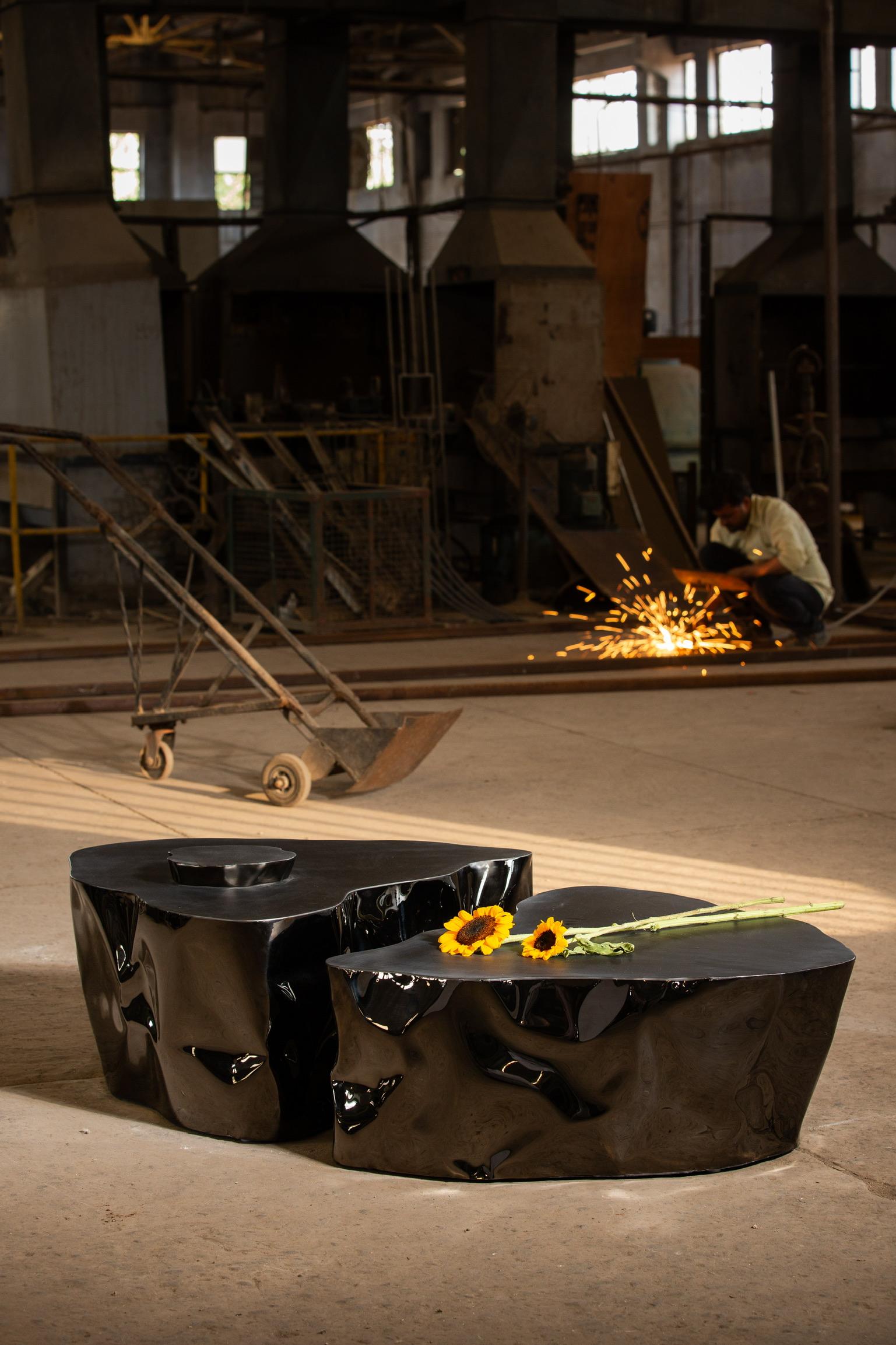 Grand Canyon Coffee Table by NITUSH AROOSH
Dimensions: D 80 x W 150 x H 35/40 cm. 
Materials: Stainless steel.

Available in different finishes. All our lamps can be wired according to each country. If sold to the USA it will be wired for the USA