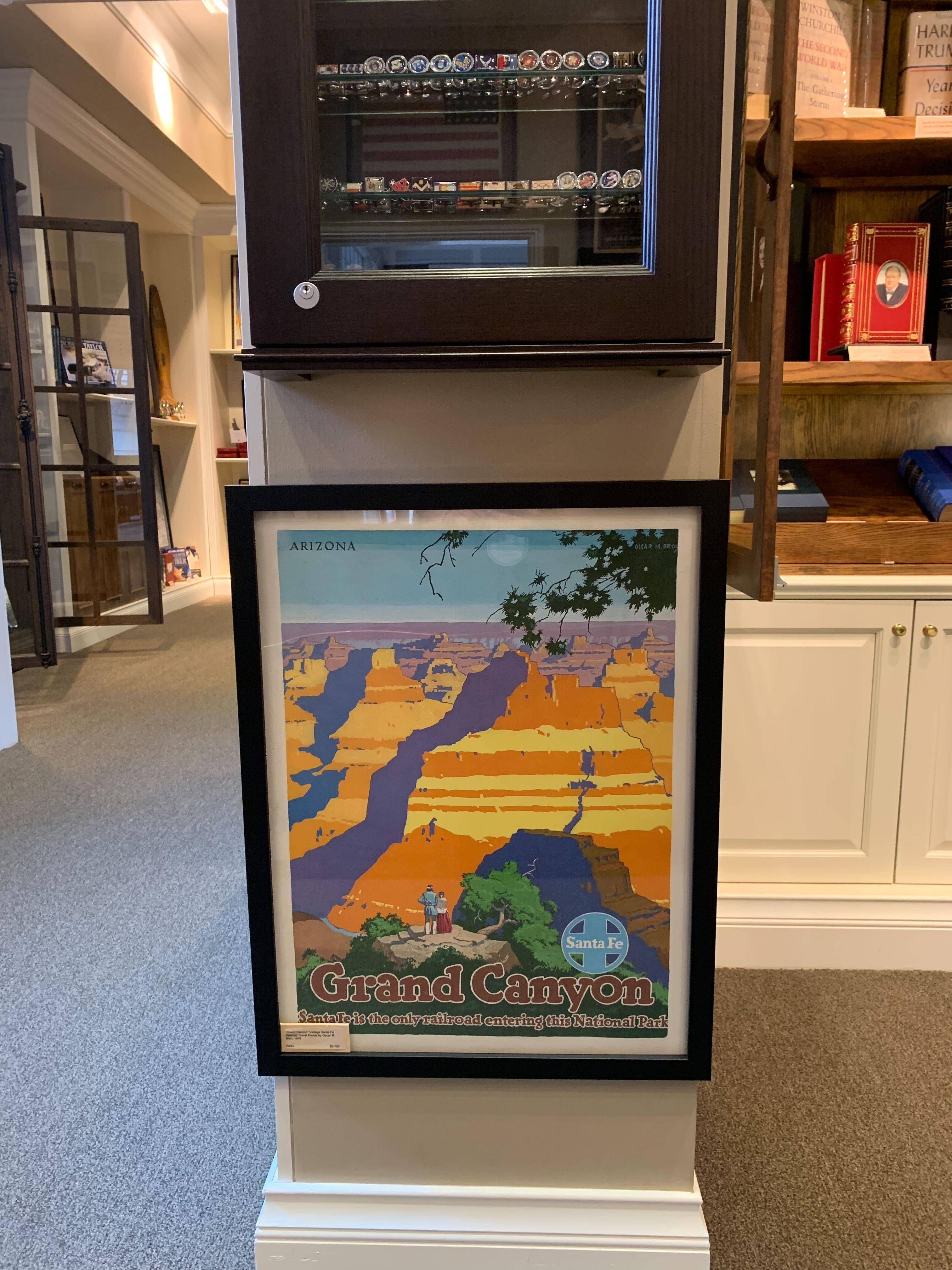 Papier Affiche de voyage vintage du Grand Canyon à Santa Fe par Oscar M. Bryn, 1949 en vente