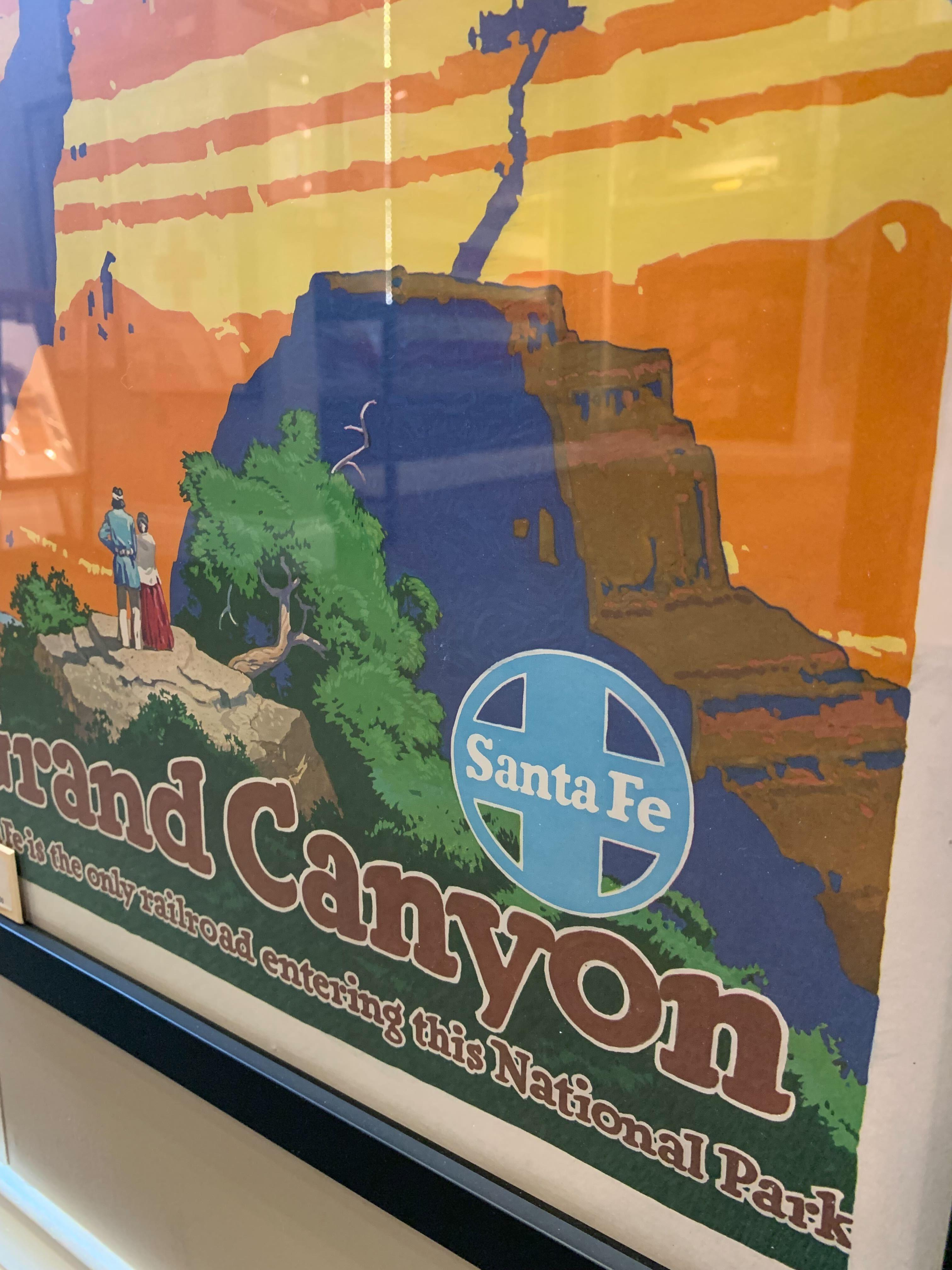 Affiche de voyage vintage du Grand Canyon à Santa Fe par Oscar M. Bryn, 1949 en vente 1
