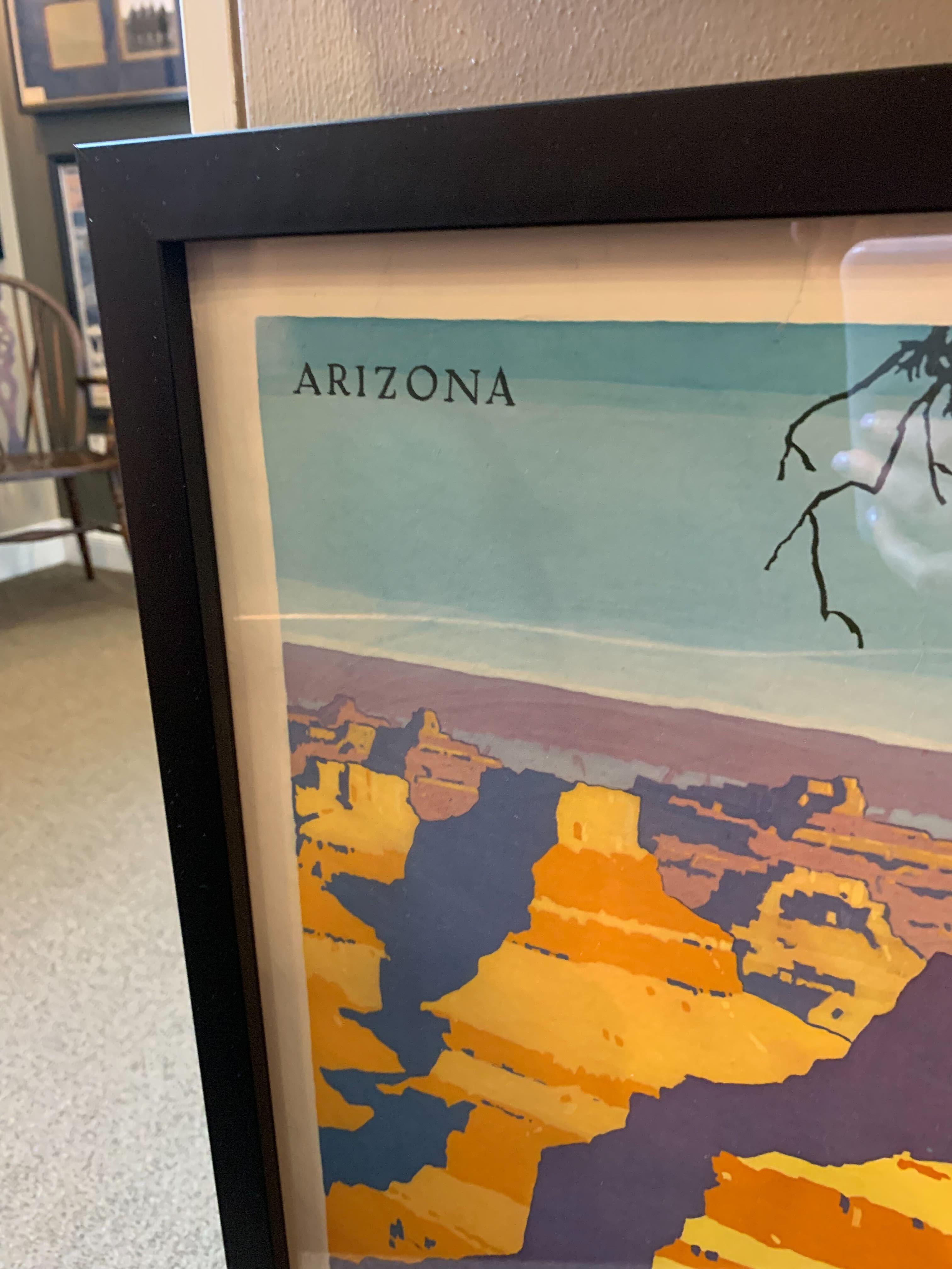 Affiche de voyage vintage du Grand Canyon à Santa Fe par Oscar M. Bryn, 1949 en vente 2