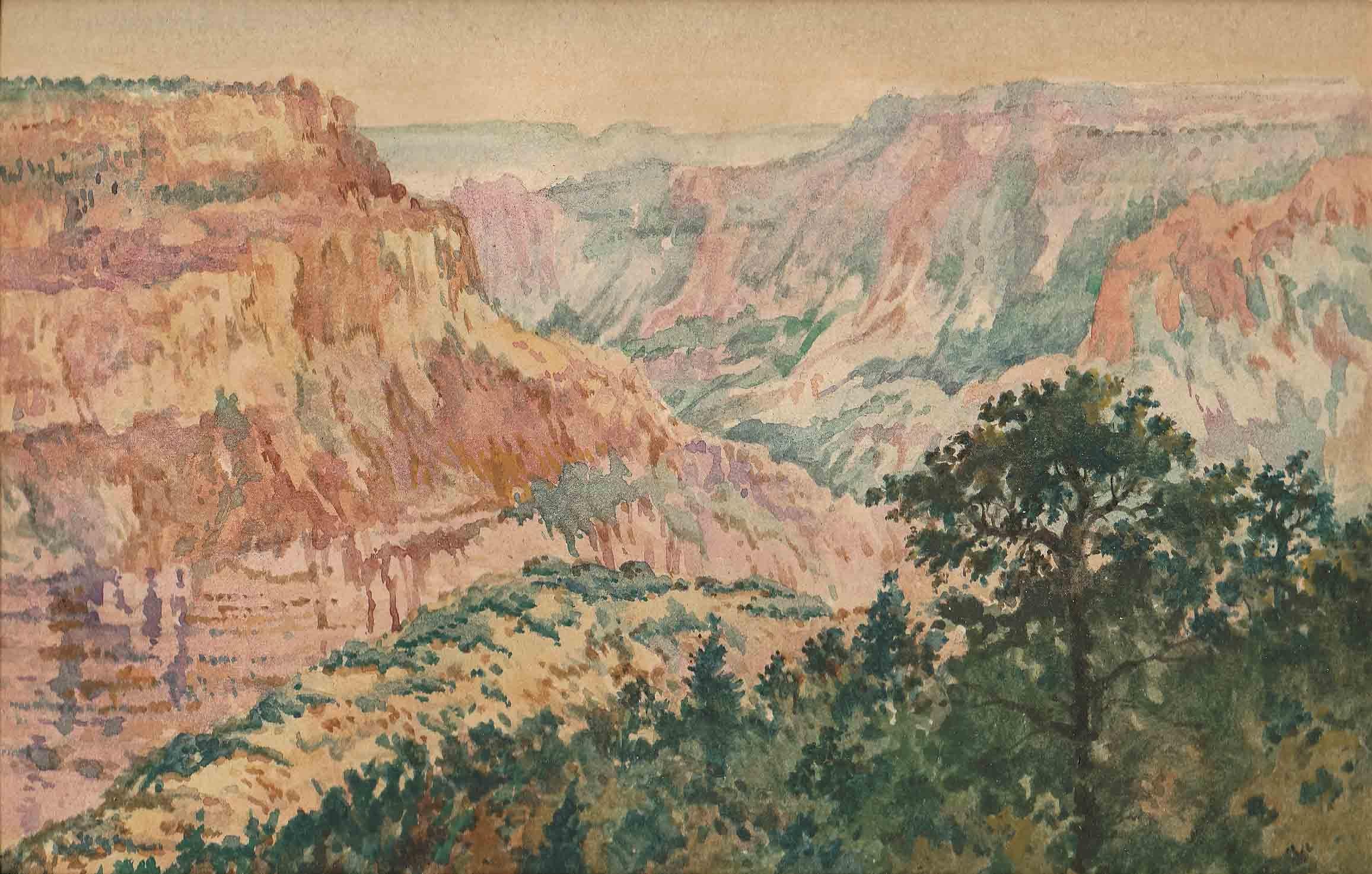 Acuarela del Gran Cañón Escuela Americana, hacia 1930 clásico estadounidense en venta