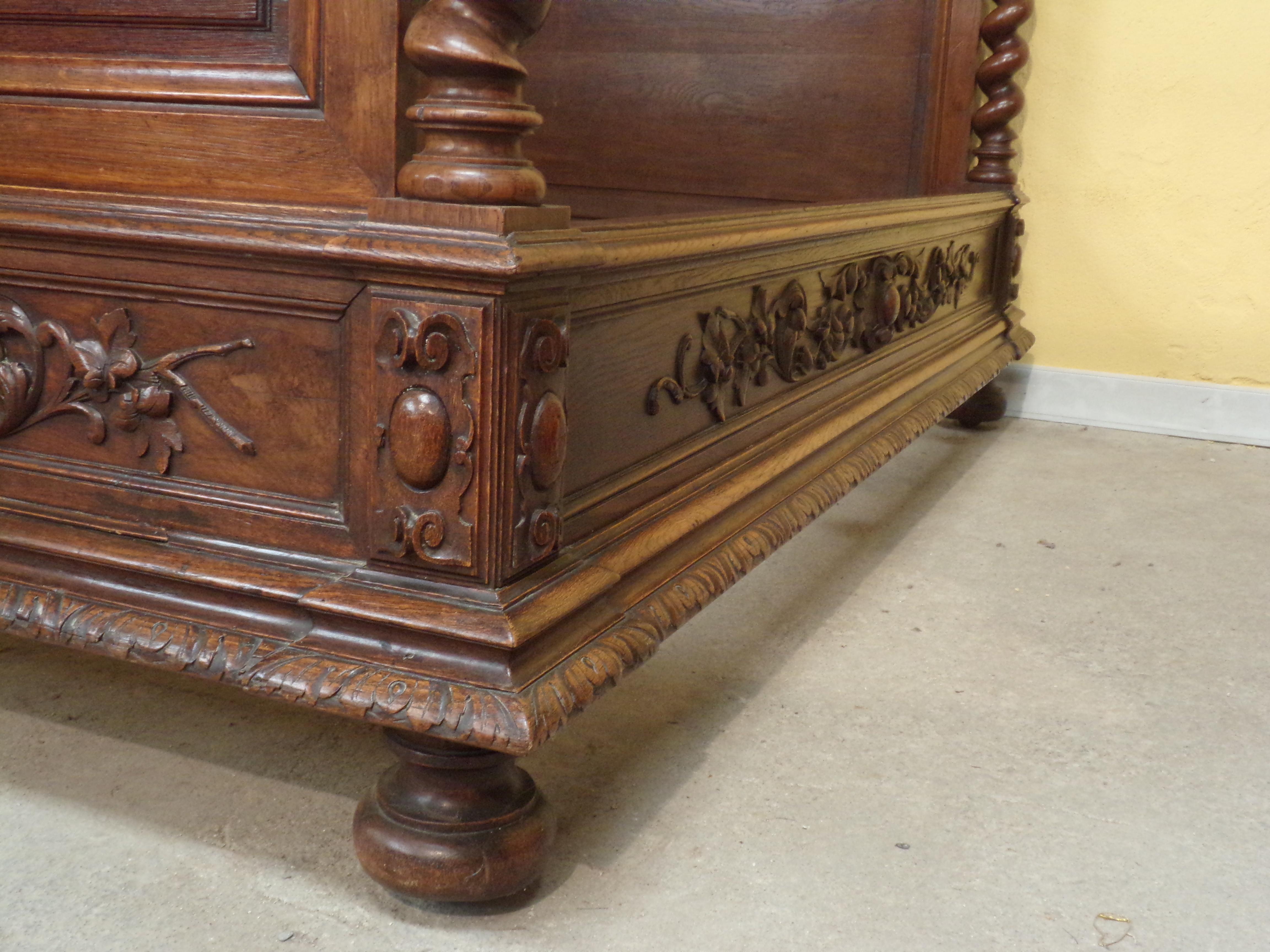 Grand Carved Walnut Chateau Bed, C1880 For Sale 3