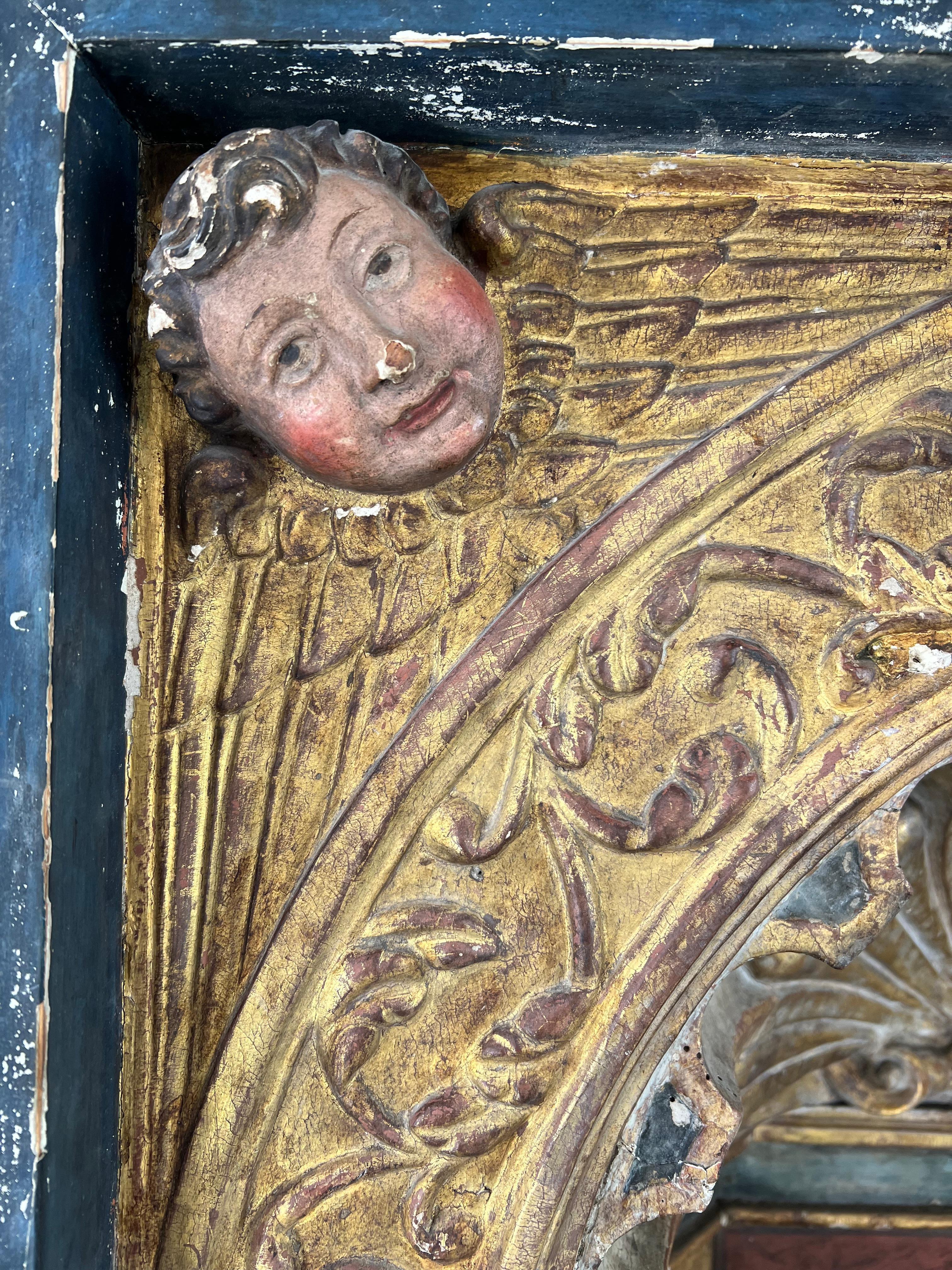 Grand Carved Wooden Niche – Italian Baroque, 18th Century In Good Condition For Sale In PARIS, FR