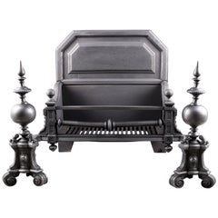 Grand Cast Iron Antique Baroque Victorian Fire Grate, English, circa 1830