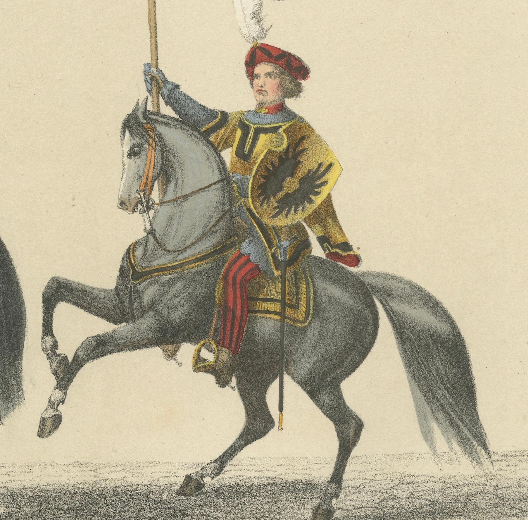 Grand Cavalcade – Hans von Hallwyl and His Household Banner, 1855 In Good Condition For Sale In Langweer, NL