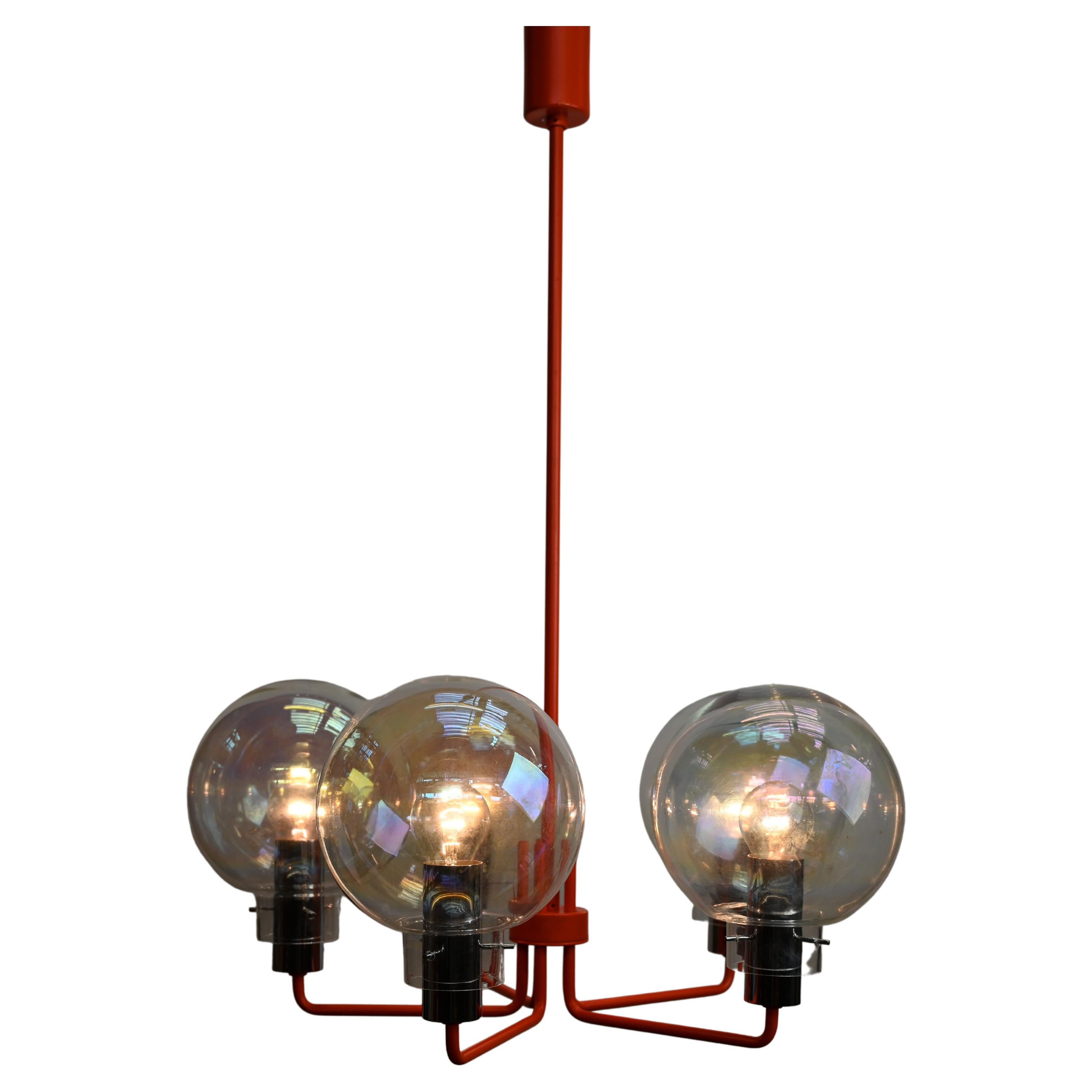 Grand Chandelier by BAG Turgi with 5 Large Spheres, Switzerland For Sale