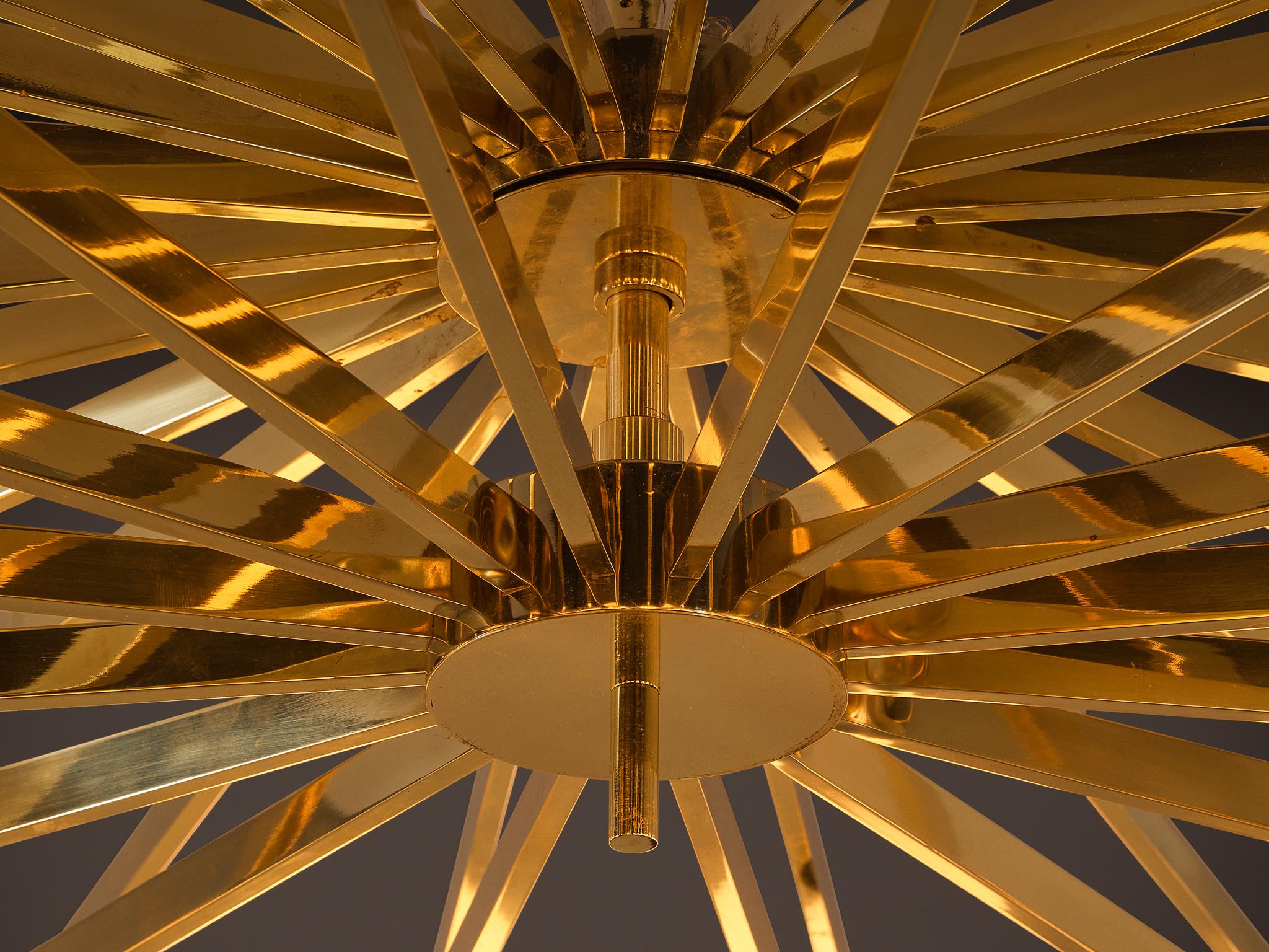 Grand Chandelier in Brass and Milk Glass Spheres 214 cm/84.25 in. Wide 1