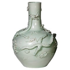 Grand Chinese Dragon Ceramic Flower Vase