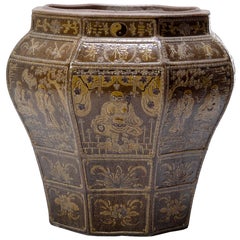 Grand Chinese Glazed Relief Urn, c. 1800
