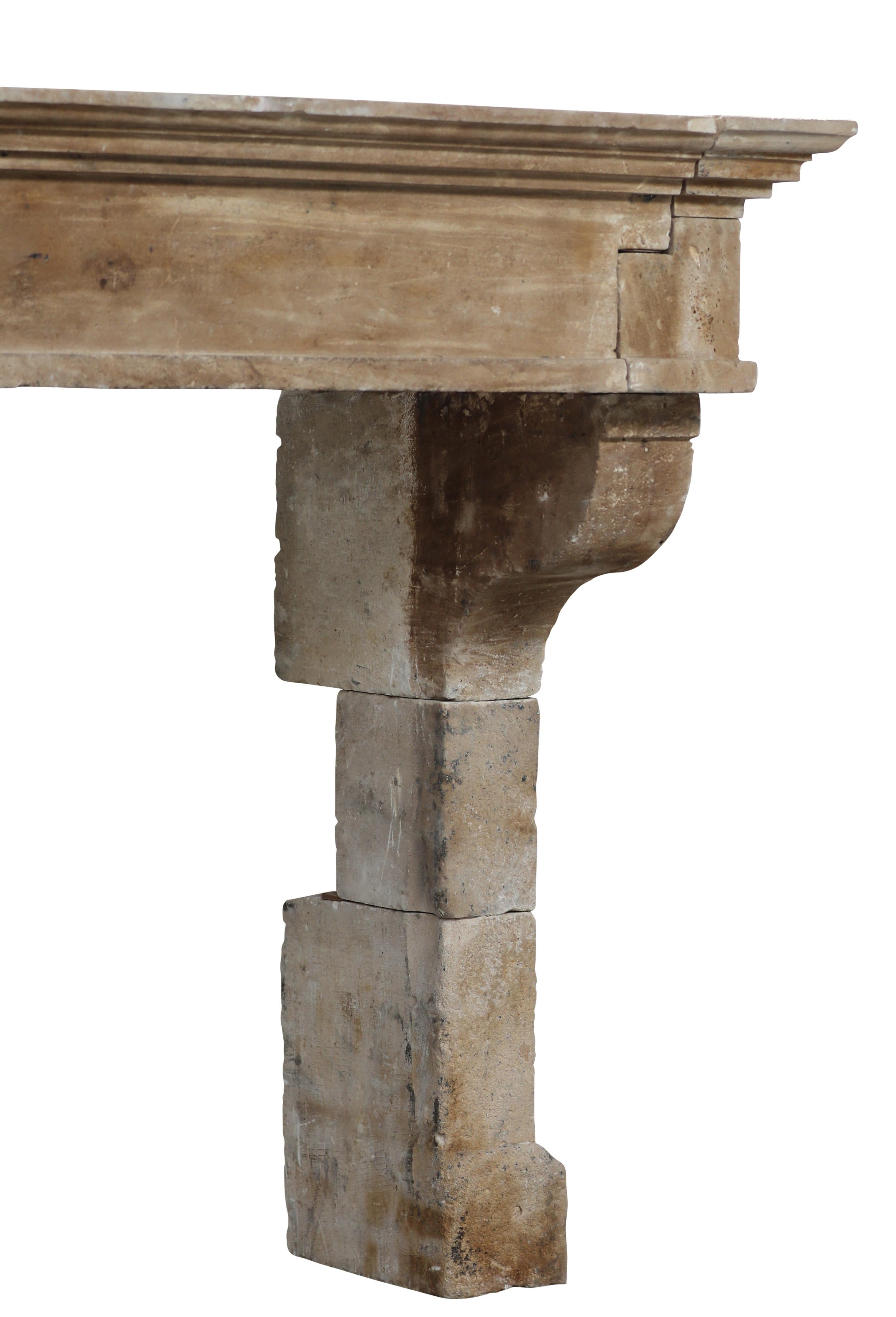 Zeitloser, rustikaler Kaminsims aus Kalkstein im französischen Louis XIII.-Stil 8