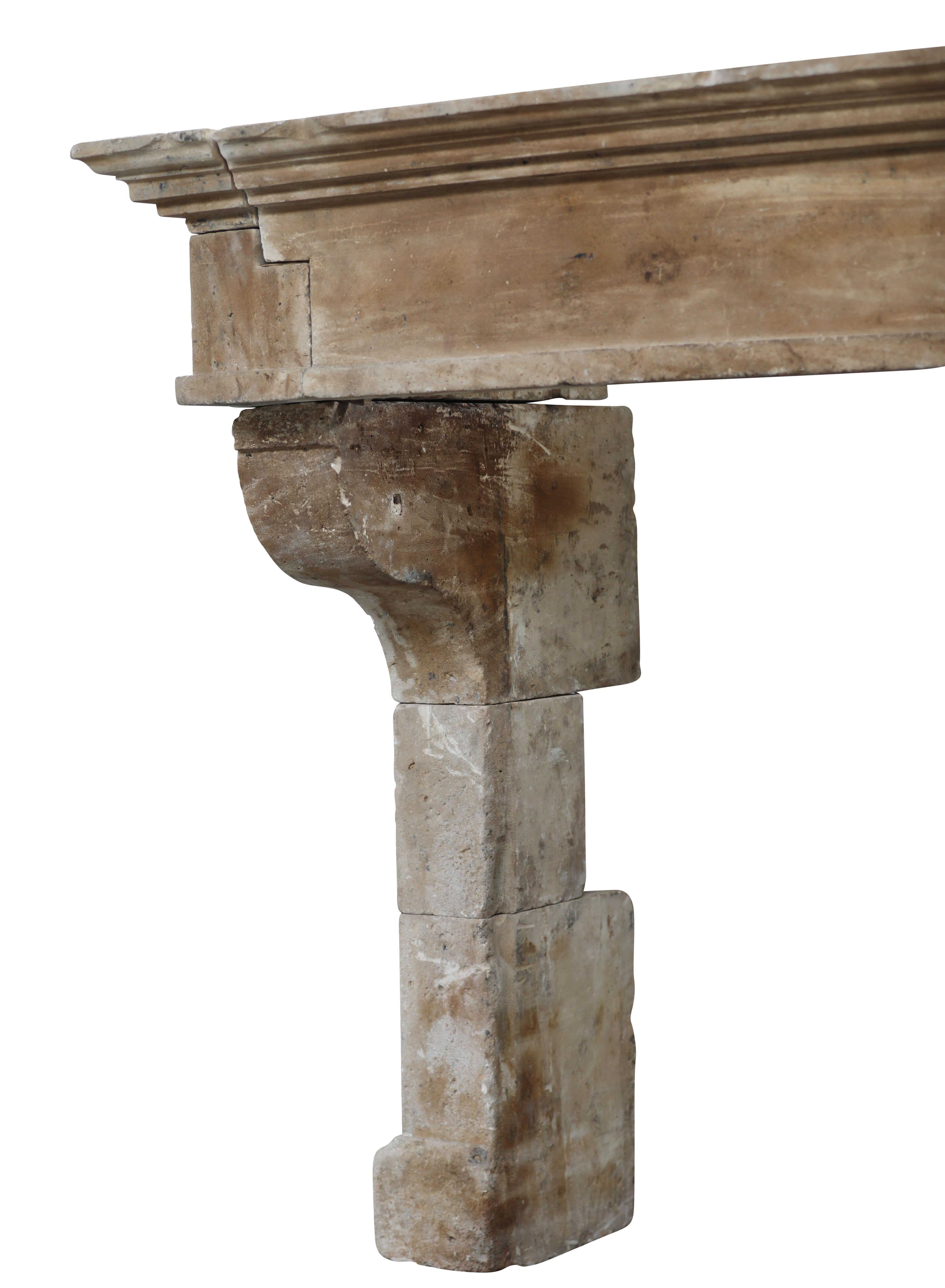 Zeitloser, rustikaler Kaminsims aus Kalkstein im französischen Louis XIII.-Stil 10