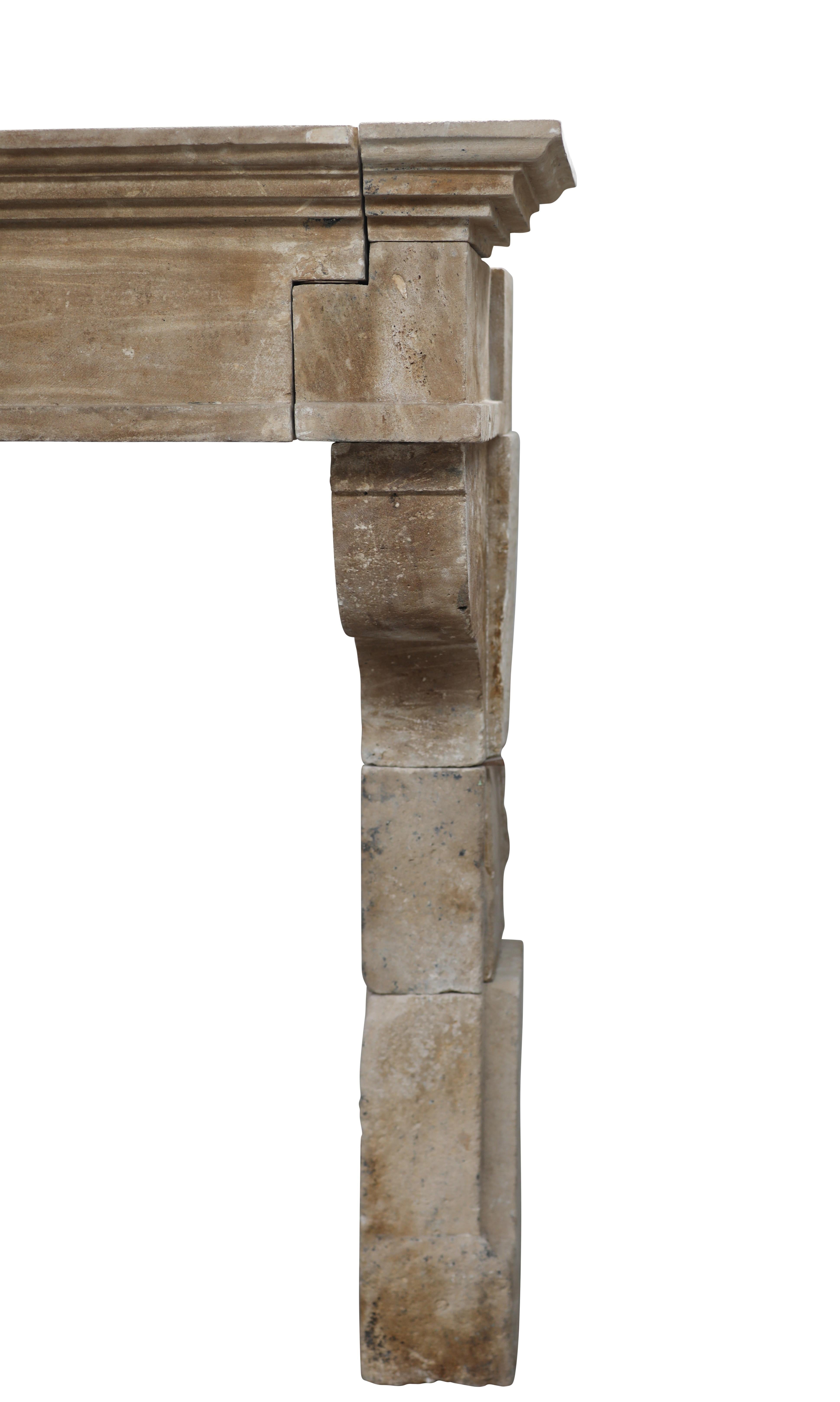 Zeitloser, rustikaler Kaminsims aus Kalkstein im französischen Louis XIII.-Stil 11