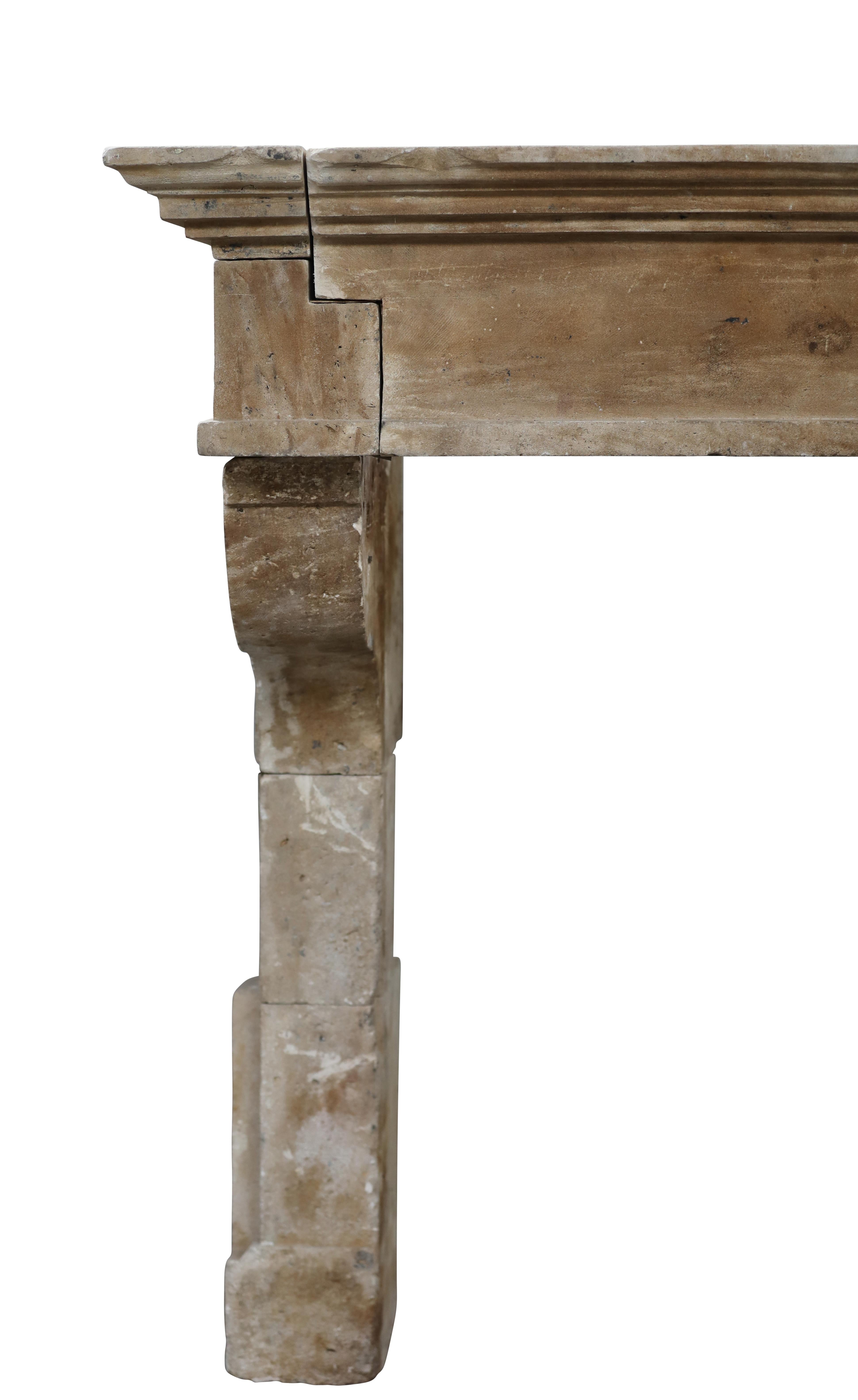 Zeitloser, rustikaler Kaminsims aus Kalkstein im französischen Louis XIII.-Stil 3
