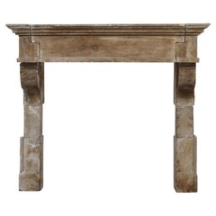 Grand Classic French Louis XIII Timeless Rustic Limestone Fireplace Mantle