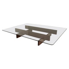Table basse Grand en bois et verre par Celina Decorações, milieu du siècle brésilien
