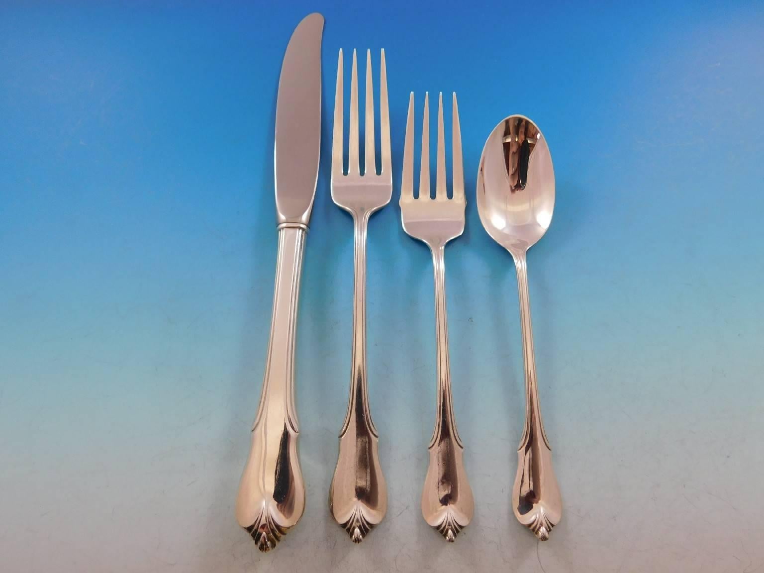 Grand colonial by Wallace sterling silver flatware set, 51 pieces. This set includes:

12 knives, 8 7/8