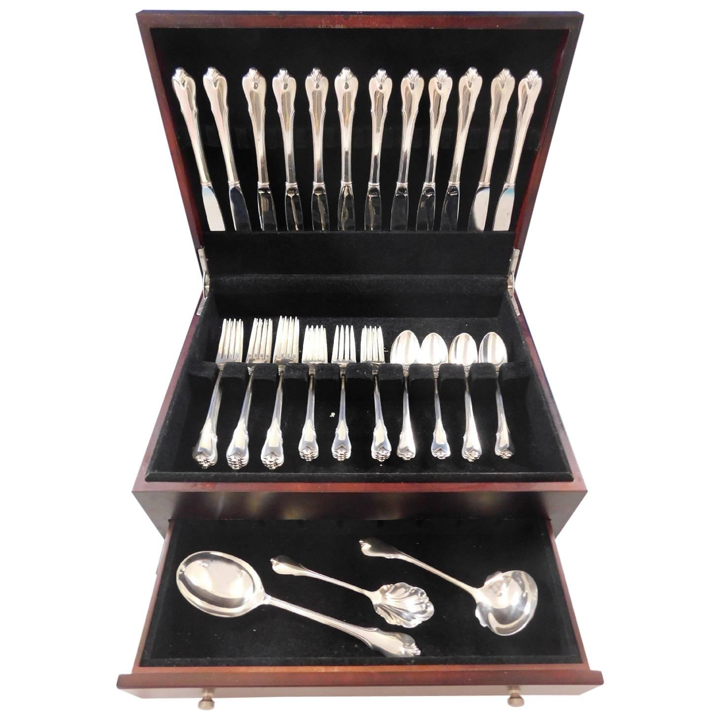 Grand Colonial by Wallace Sterling Silver Flatware Set for 12 Service 51 Pcs