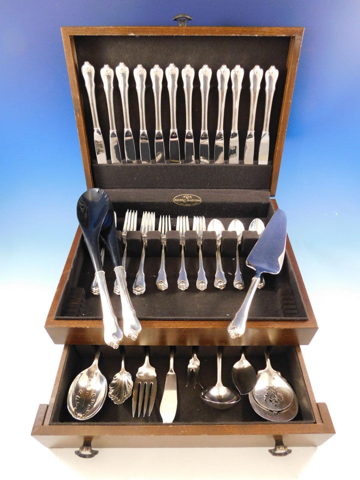 Grand Colonial by Wallace sterling silver flatware set, 62 pieces. This set includes:

12 knives, 8 7/8