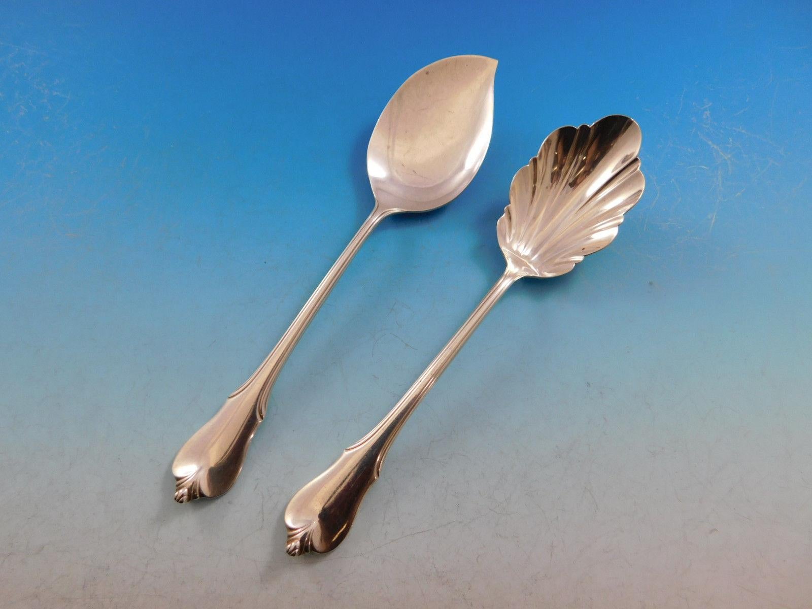 Mid-20th Century Grand Colonial by Wallace Sterling Silver Flatware Set for 12 Service 62 Pieces