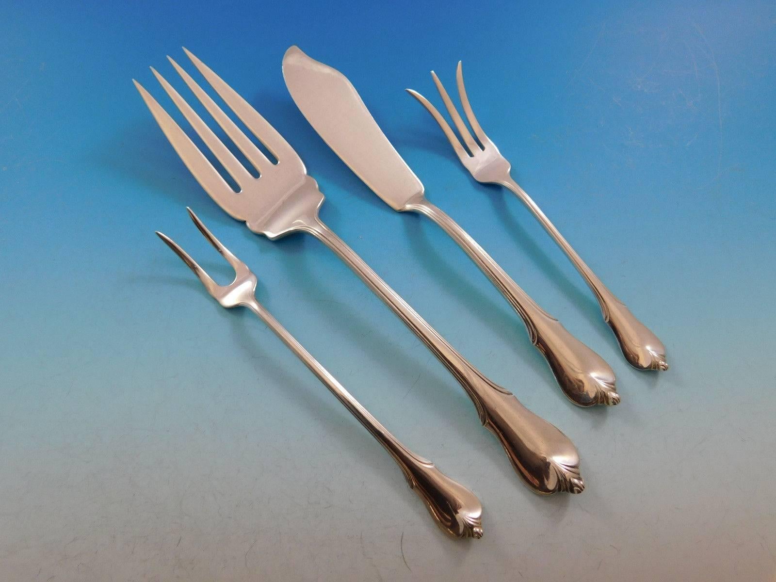 20th Century Grand Colonial by Wallace Sterling Silver Flatware Set for 12 Service 91 Pieces