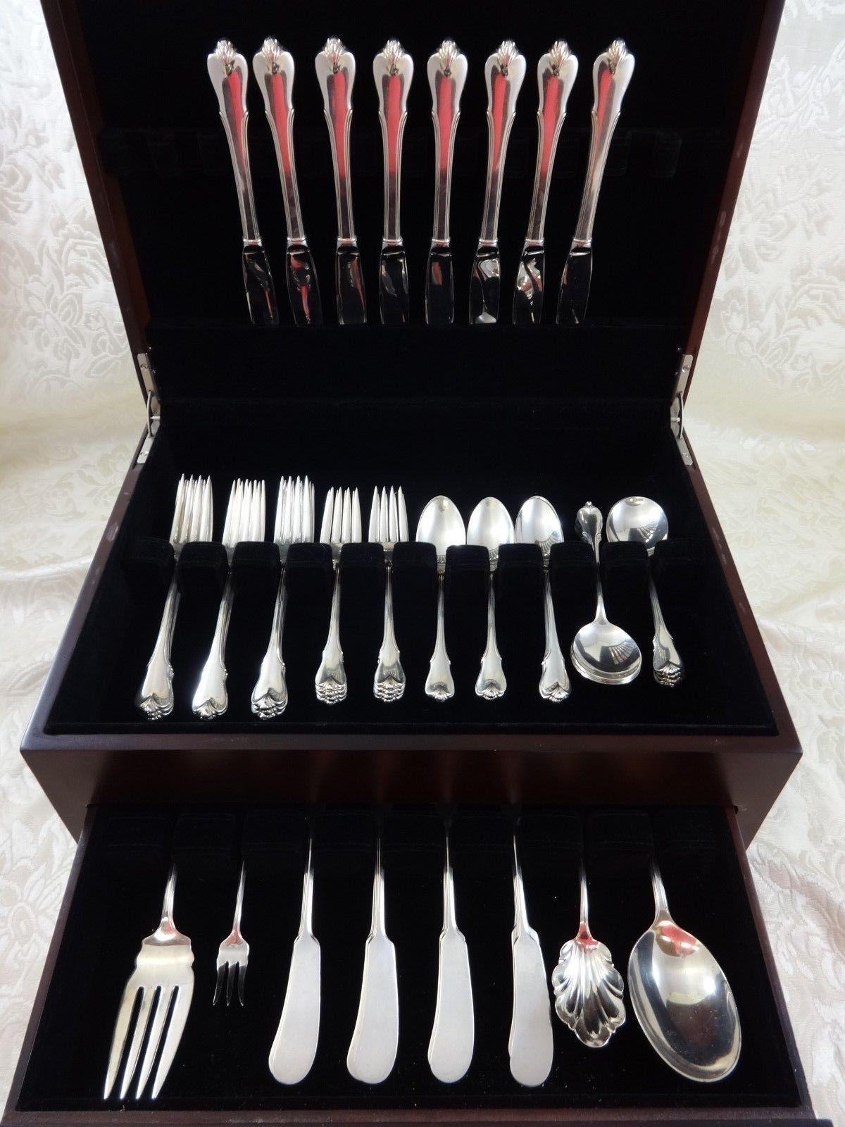 Grand Colonial by Wallace sterling silver flatware set of 52 pieces. This set includes:

8 knives, 8 7/8