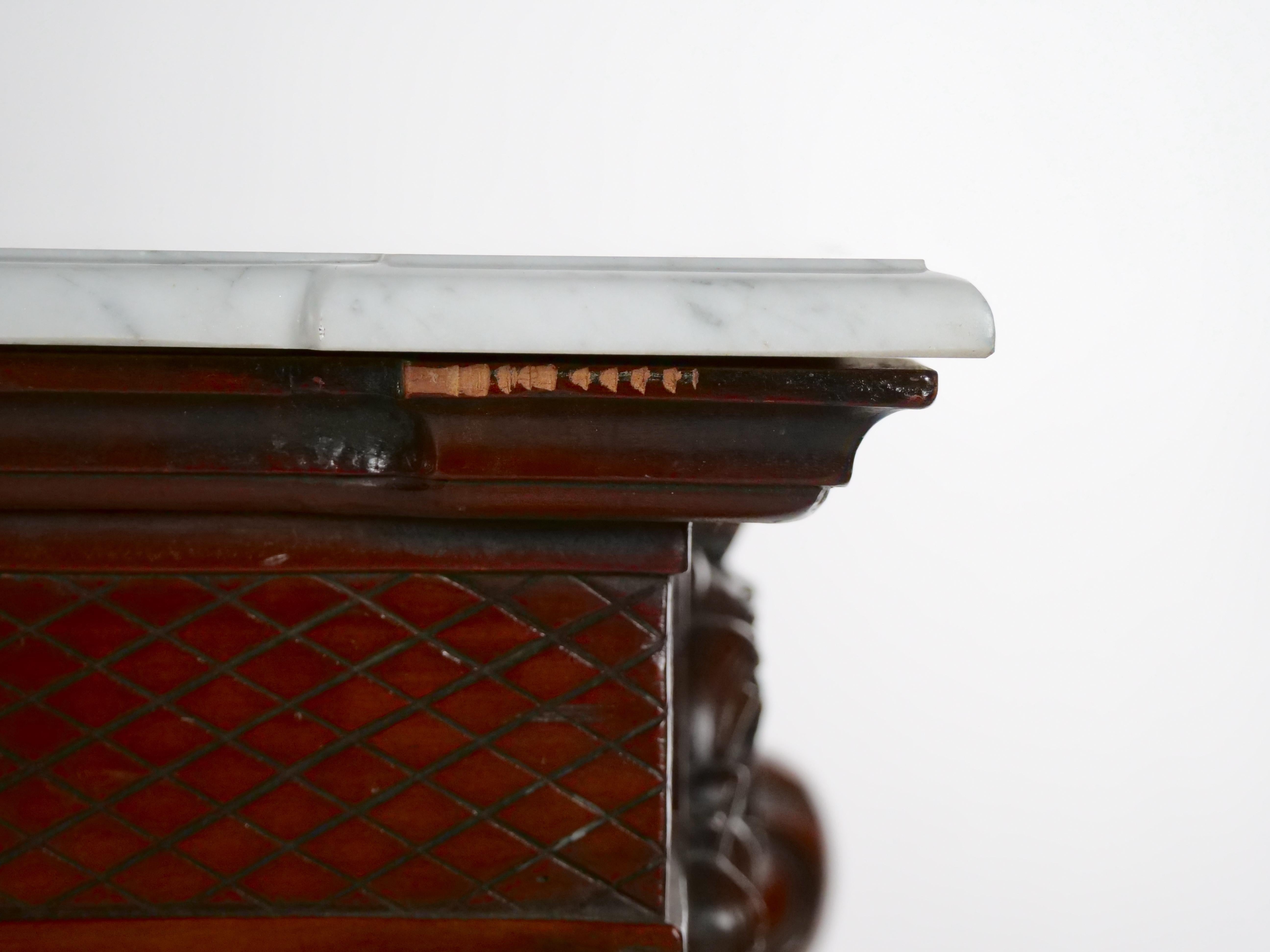 Grand Continental Rococo Style Carved Mahogany Foyer / Console Table For Sale 5
